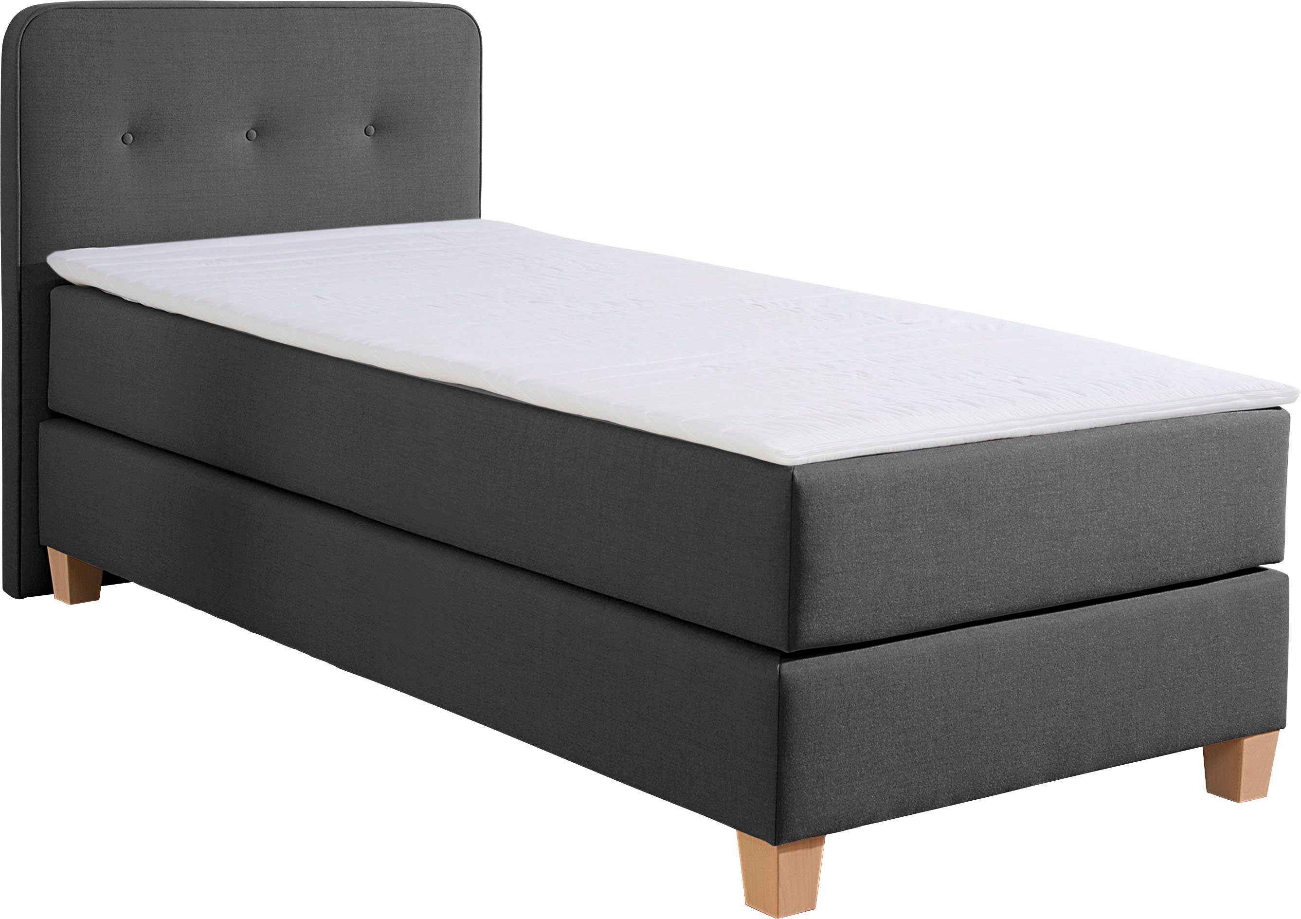 Home affaire Boxspringbett Fargo, inkl. Topper, in 3 Matratzenarten, in Samt- oder Strukturstoff