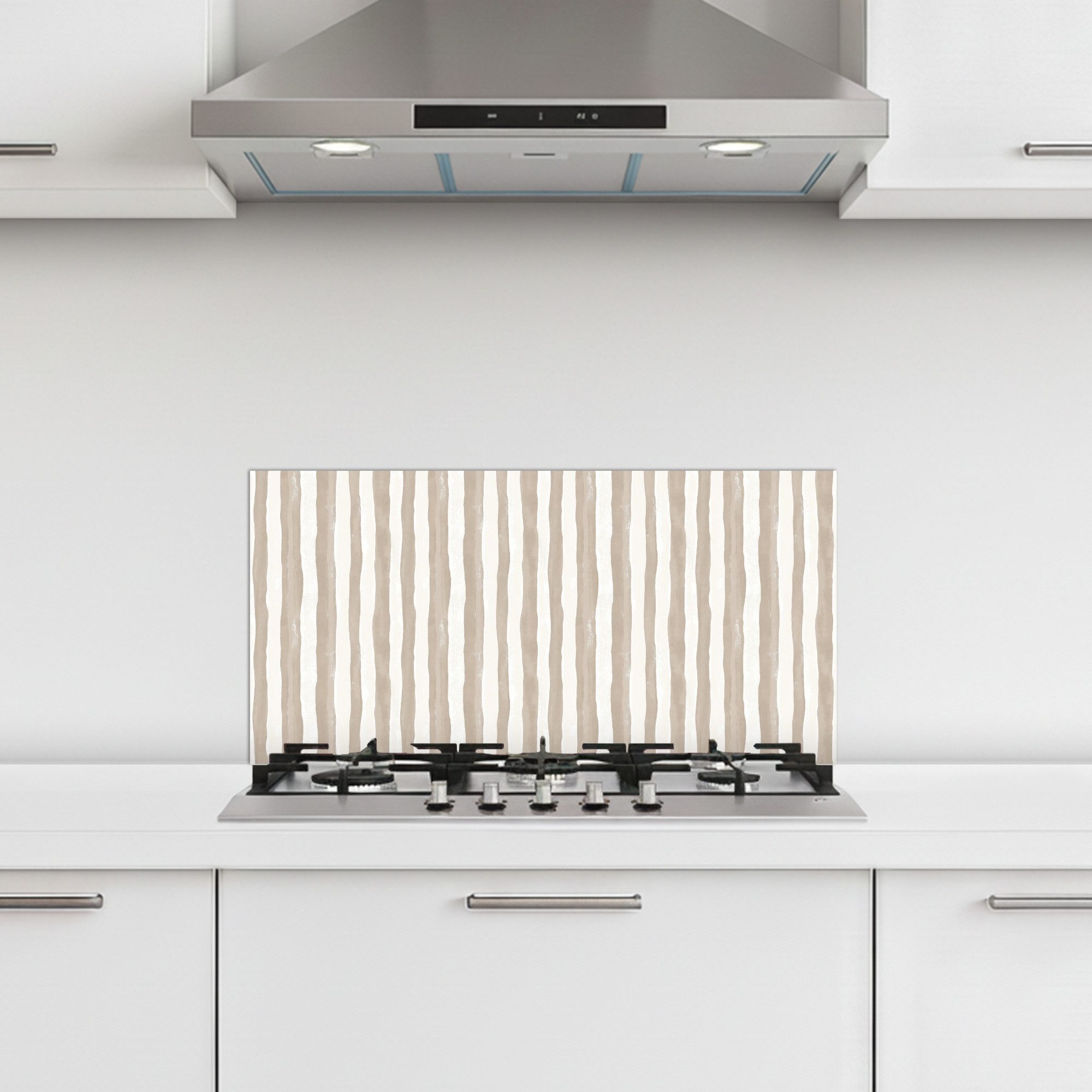 KitchenYeah Küchenrückwand selbstklebend (keine Folie) Minimalistisch - Streifen - Beige, (1-tlg), Küchenrückwand, Spritzschutz, Kitchen, 60x30 cm