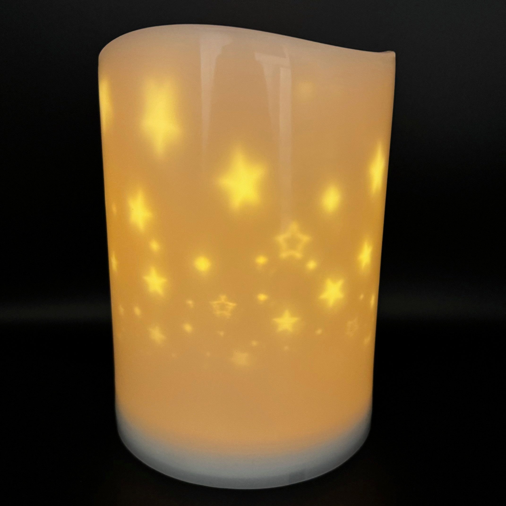Online-Fuchs LED-Kerze XL mit rotierendem Sternenmuster günstig online kaufen