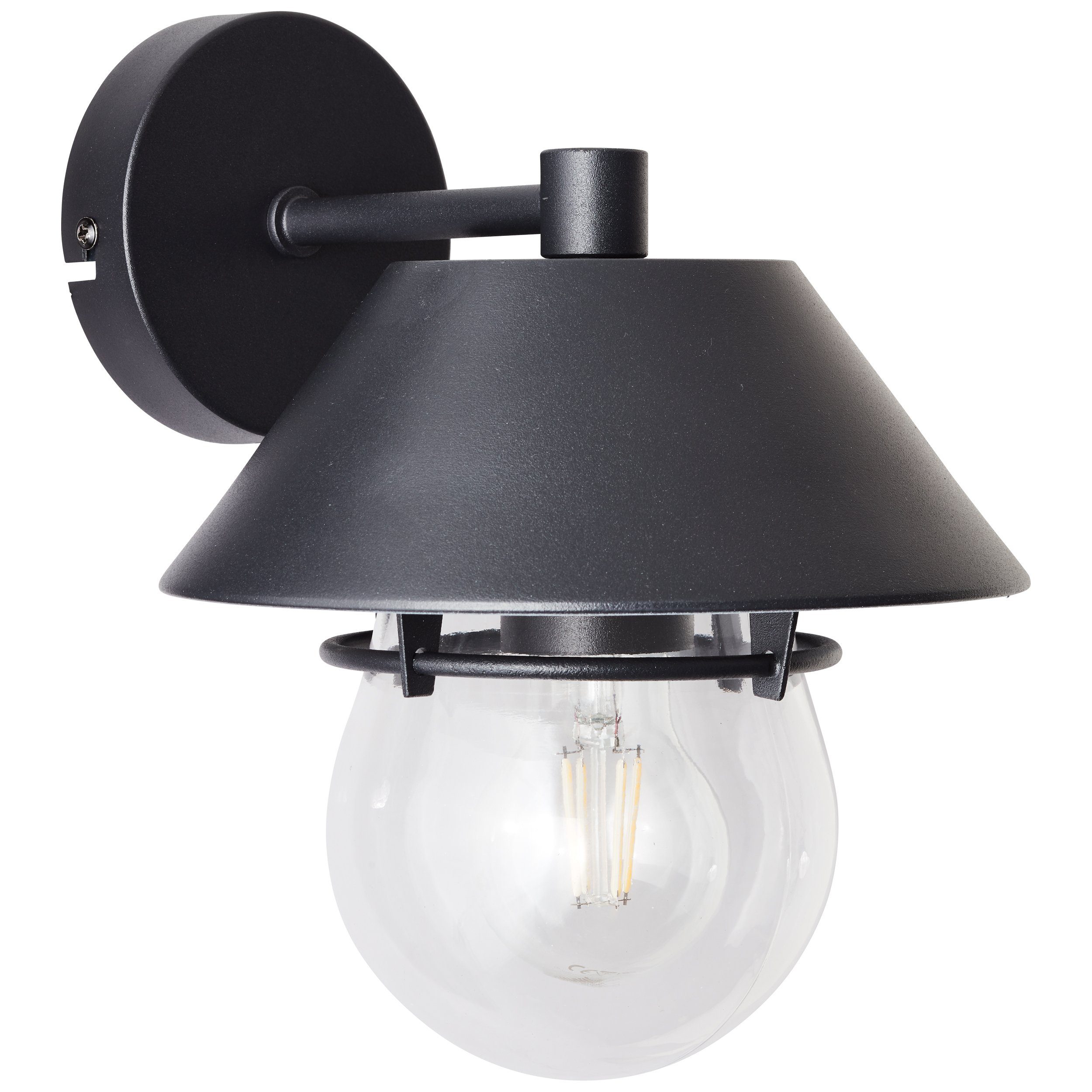 ohne Wandlampe 26 cm Metall/Glas - Lightbox Outdoor hängende Außen-Wandleuchte, - spritzwassergeschützt Leuchtmittel,