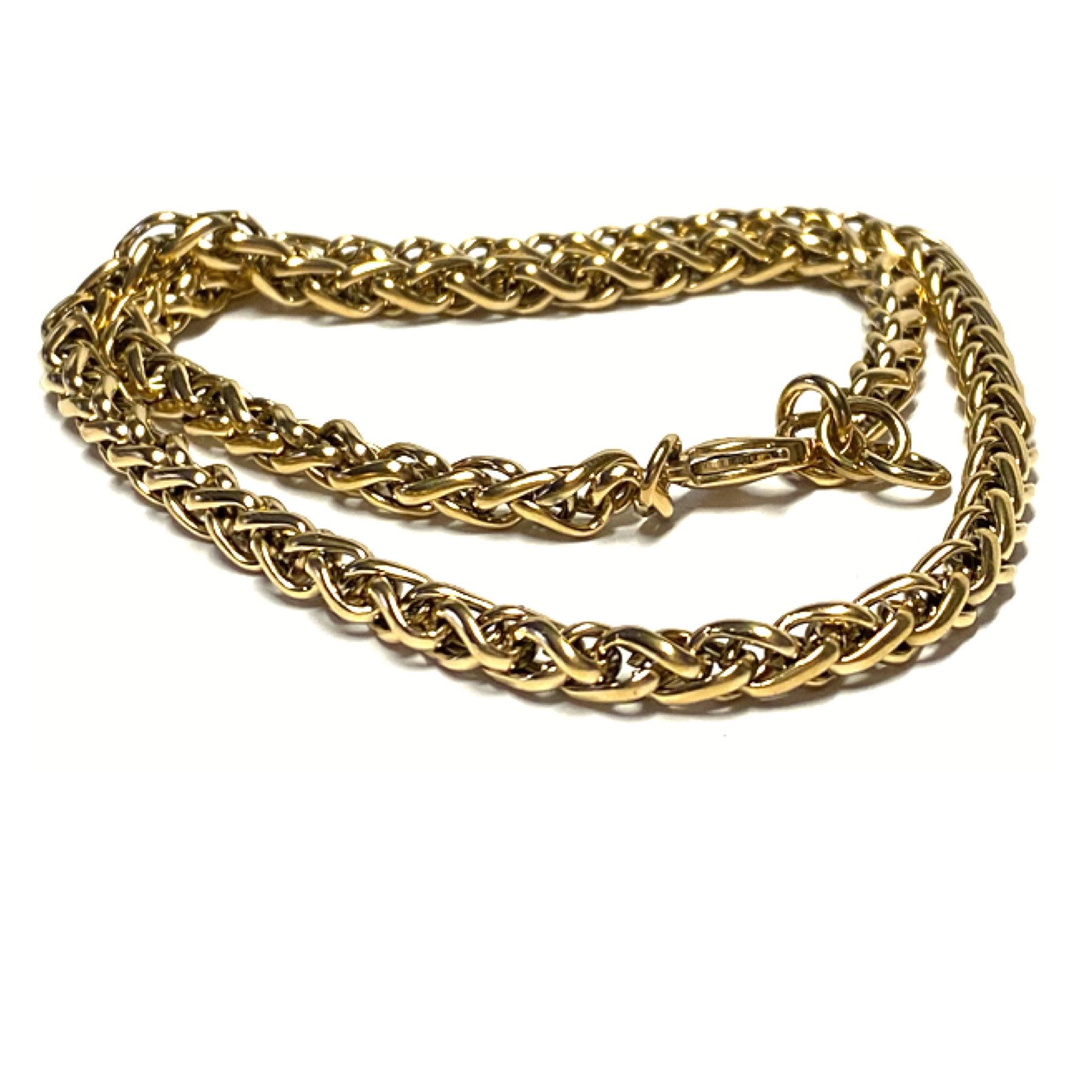 Silberkette Kette Edelstahl vergoldet Zopfkette robust Halskette Collier 43-47cm