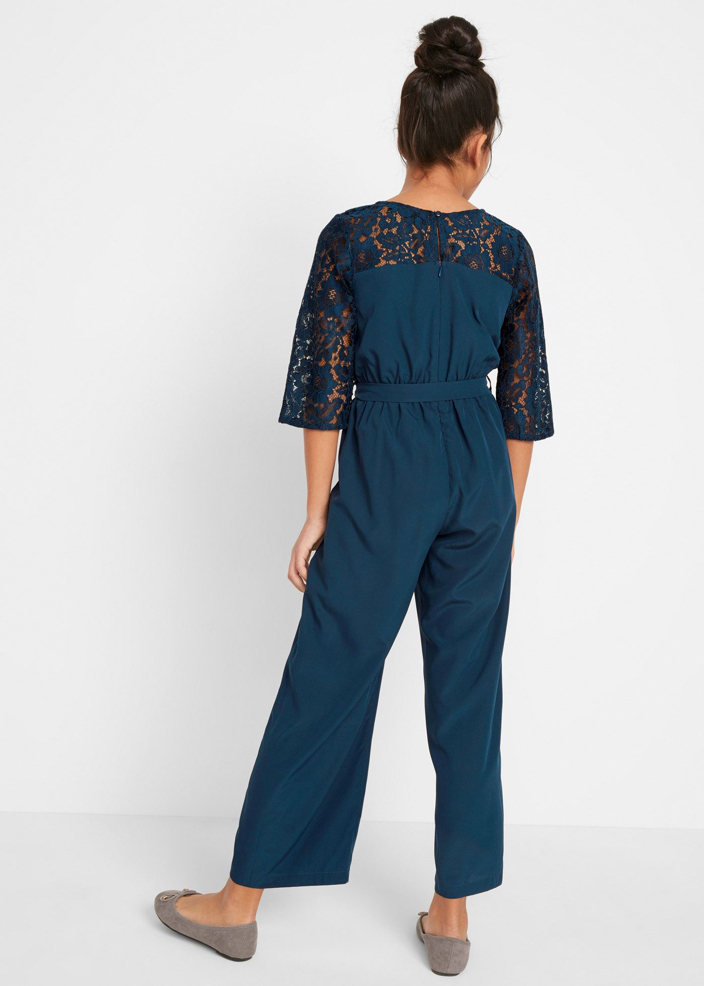 bonprix Jumpsuit für festliche Anlässe, mit Bindegürtel, weite Hose im Culotte-Stil