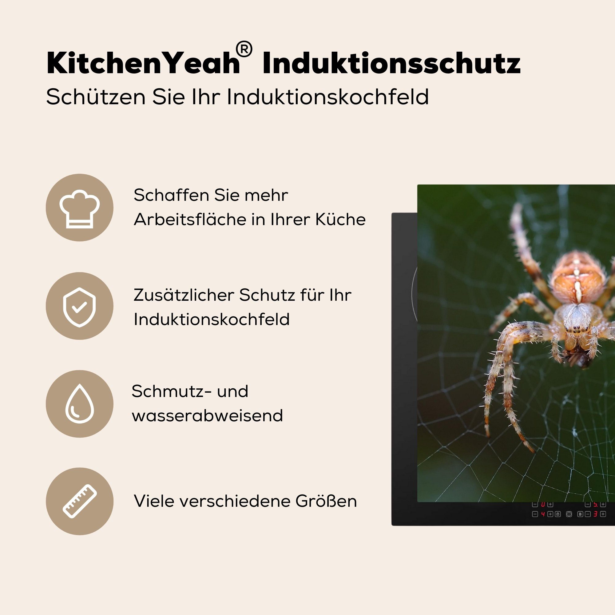 MuchoWow Herdblende-/Abdeckplatte Porträt einer Spinne, Arbeitsplatte 78x78 Ceranfeldabdeckung, küche cm, tlg), für Vinyl, (1