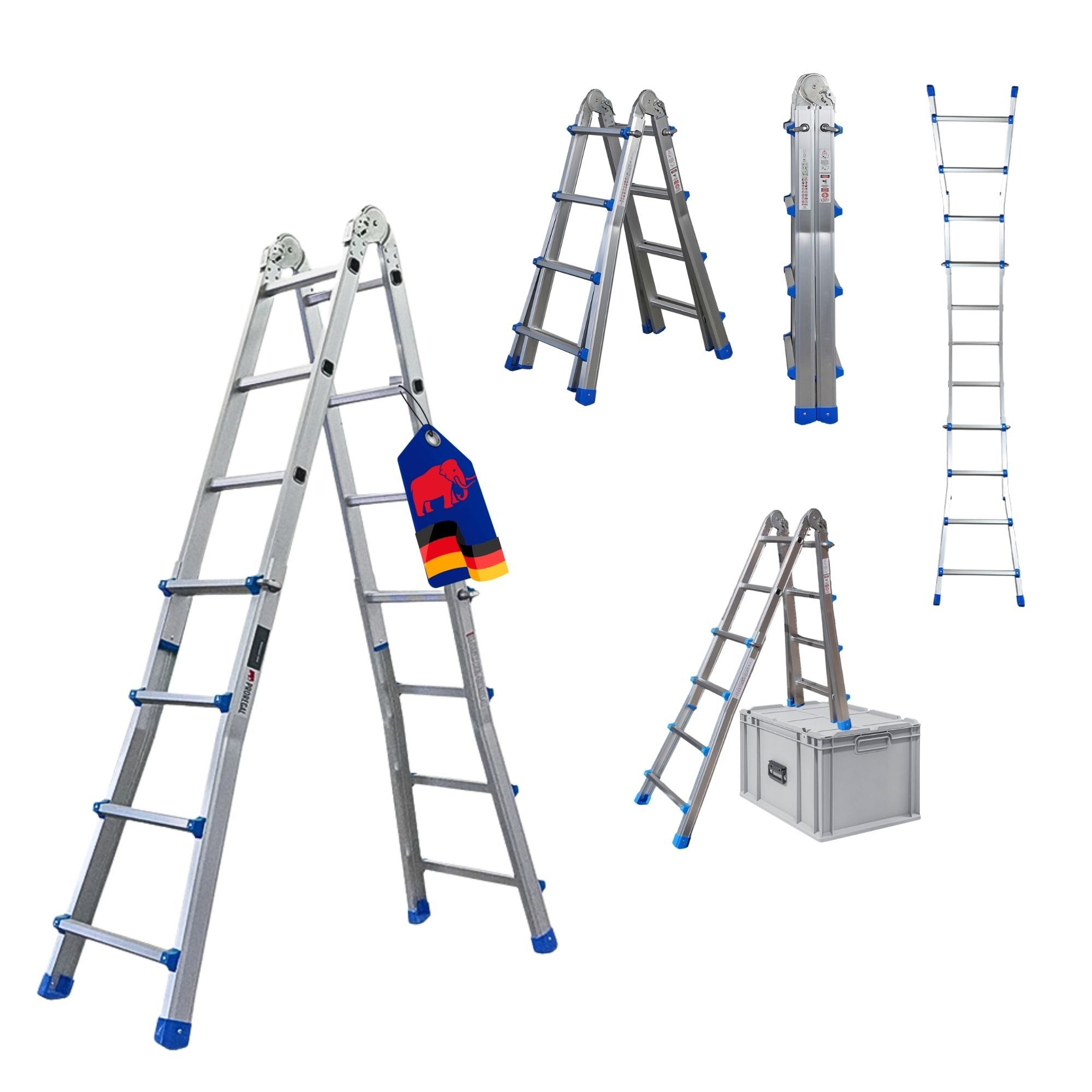 PROREGAL® Vielzweckleiter APOLLO 3-in-1 Aluminium 4x4 Sprossen 4 m Höhe 150 günstig online kaufen