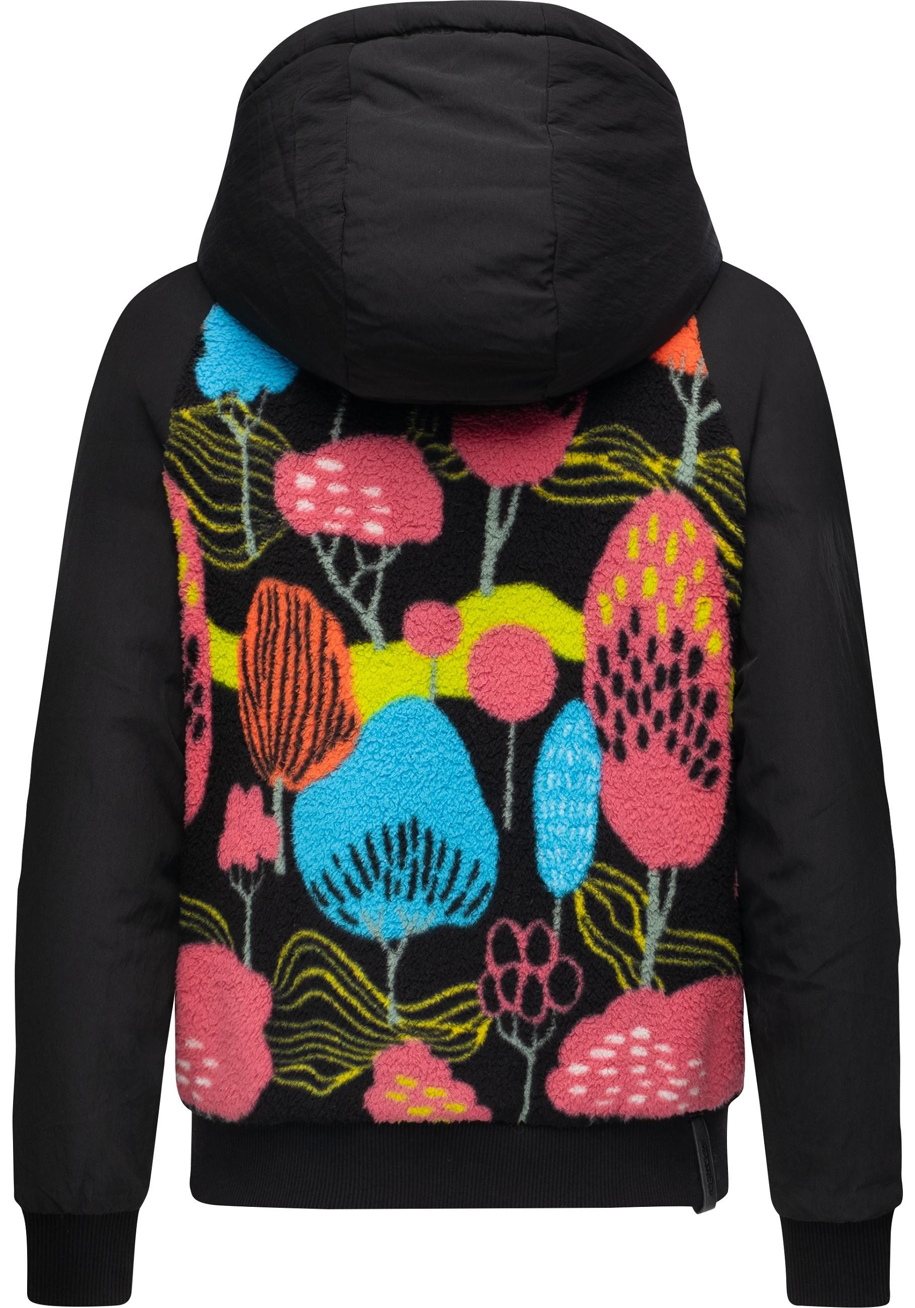 Ragwear Plüschjacke Talianita Print YOUMODO Leicht gefütterte Teddyjacke mit Kapuze