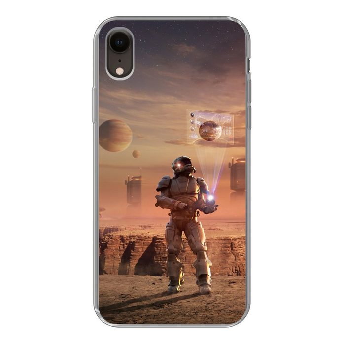 MuchoWow Handyhülle Ein Astronaut auf dem Mars Handyhülle Apple iPhone XR Smartphone-Bumper Print Handy