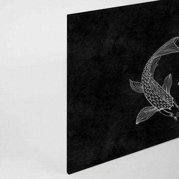 A.S. Création Leinwandbild blackboard 5, (1 St), Schwarz-Weiß Fische Keilrahmen Bild Tafel