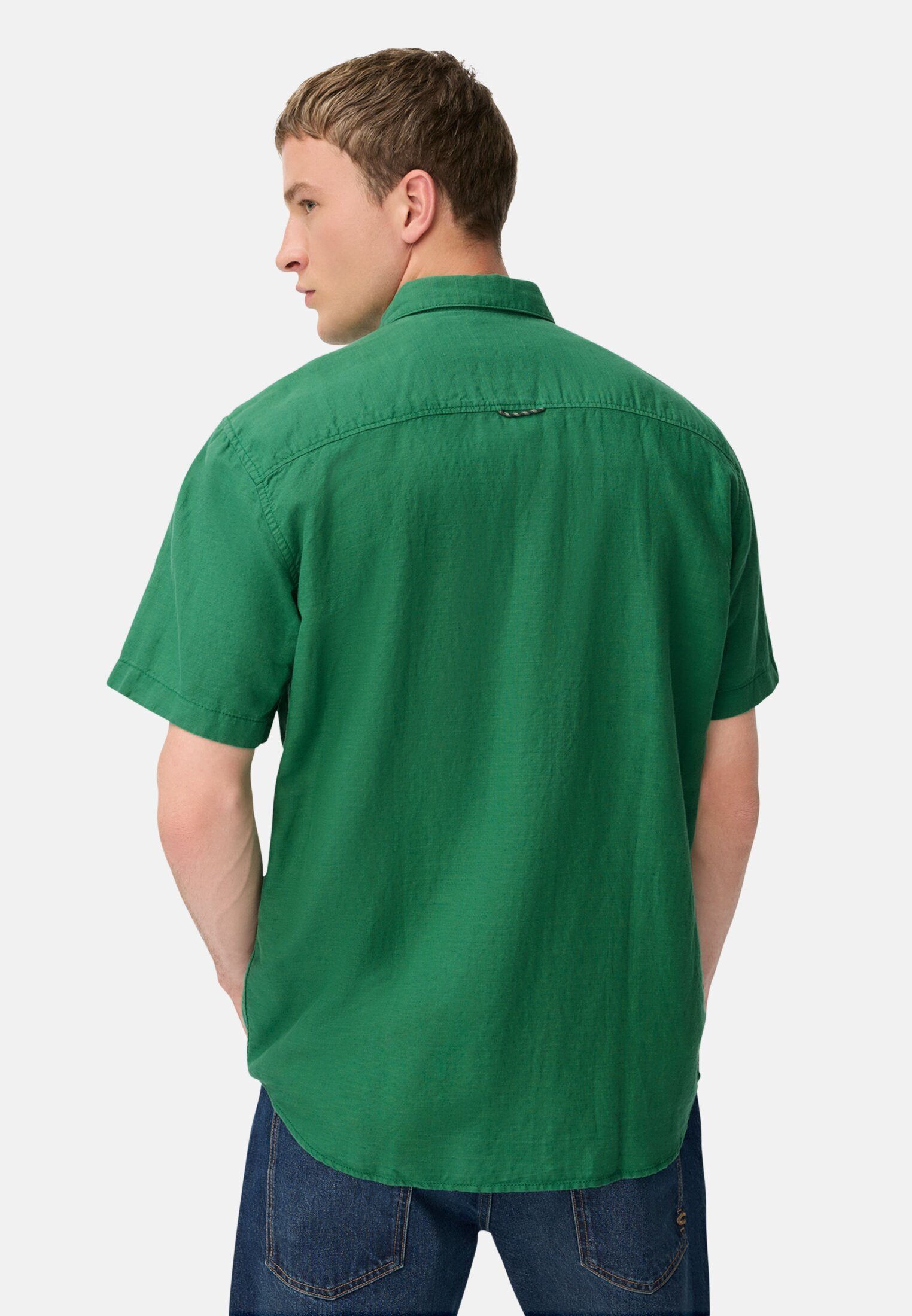 camel active Kurzarmhemd aus Leinen-Baumwoll-Mix Kurzarm Button-Down Button günstig online kaufen