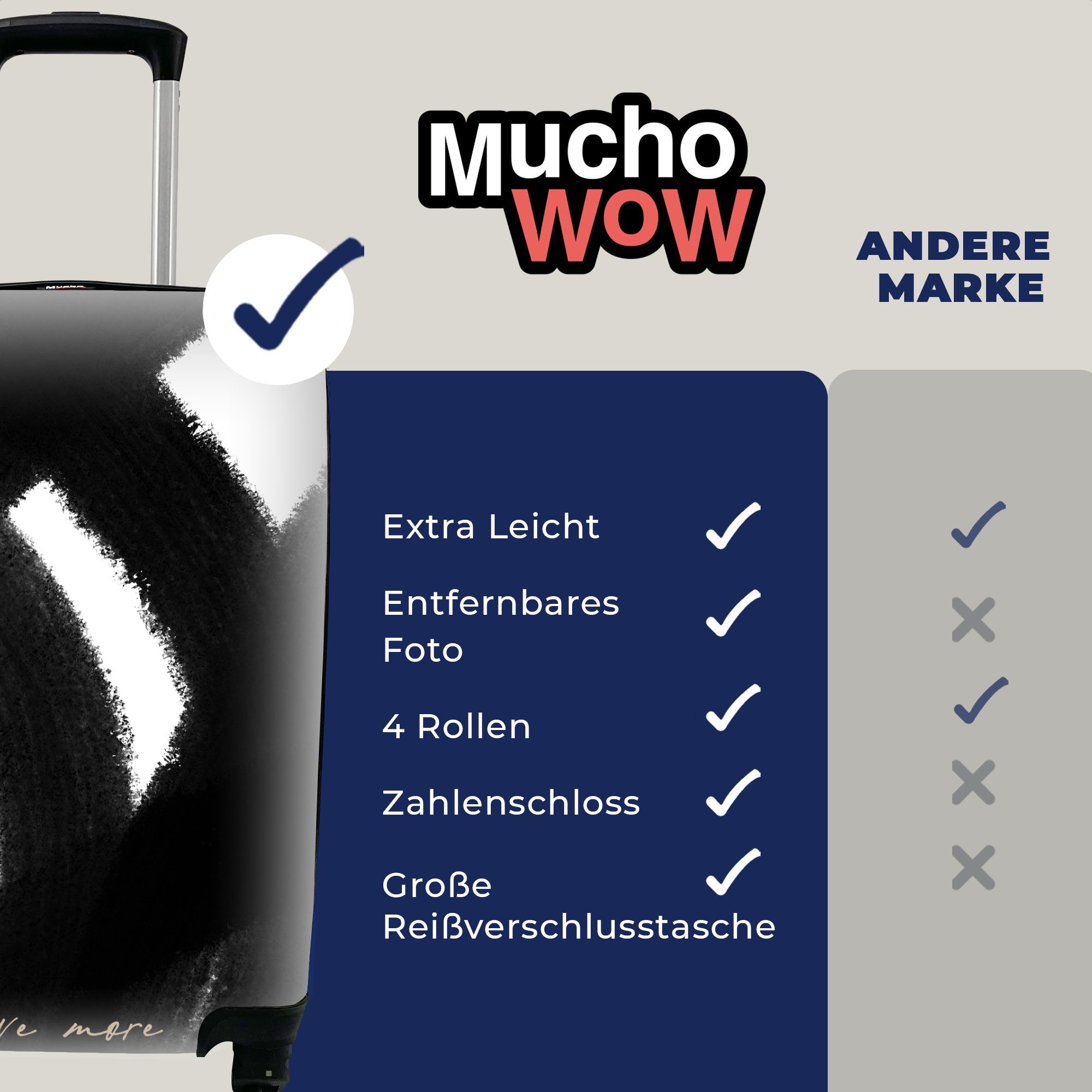 MuchoWow Handgepäckkoffer Text - Abstrakt Reisetasche 4 Ferien, mit Liebe für Zitate, - - Handgepäck Rollen, Reisekoffer mehr rollen, Trolley
