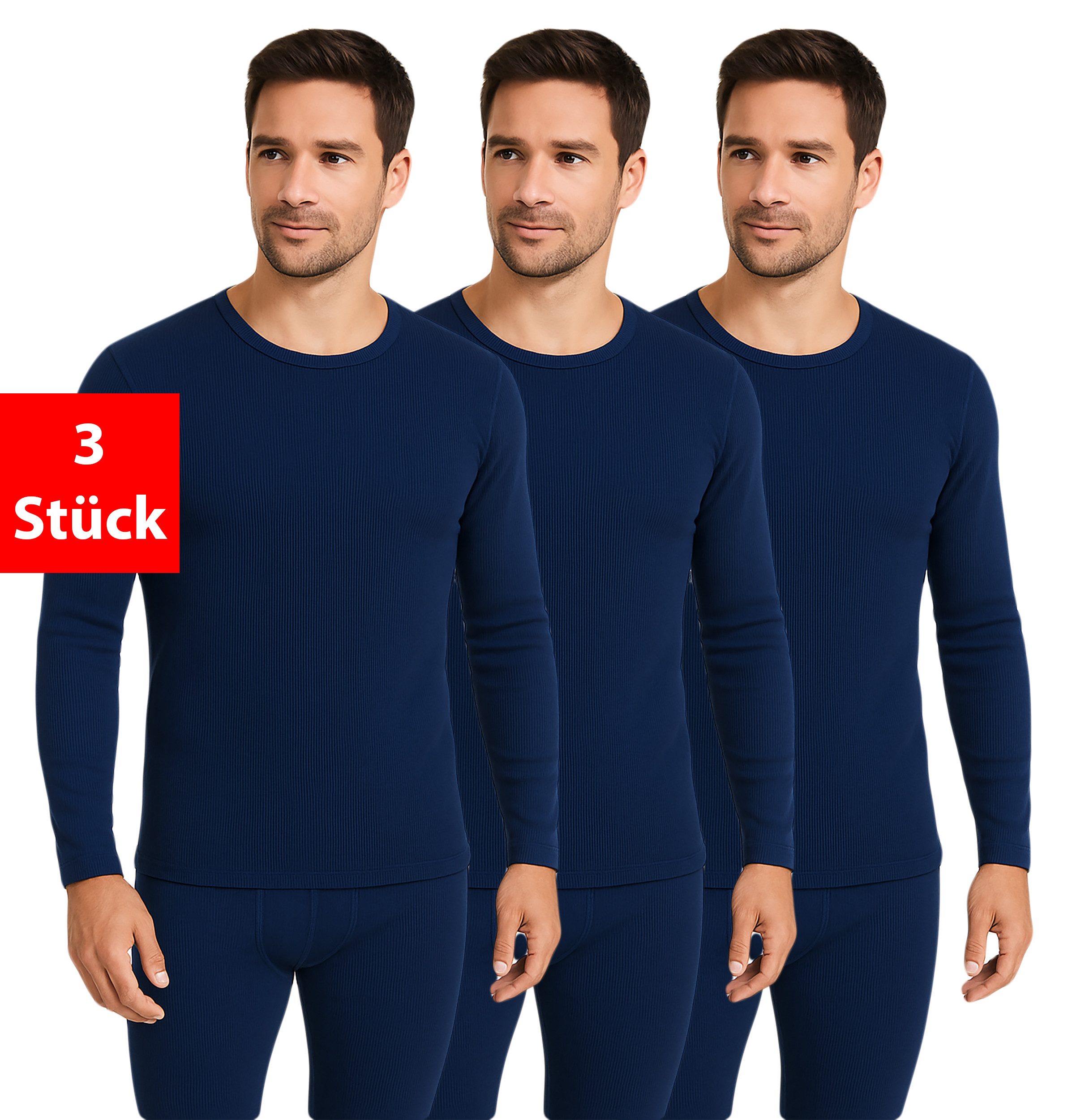 Fashionschmiede Thermounterhemd Thermo Unterhemden Herren 3erPack langarm warmes Untershirt für Winter (Spar-Set, 3er-Pack) Weich, warm und anschmiegsam - für Arbeit, Freizeit und Wintersport