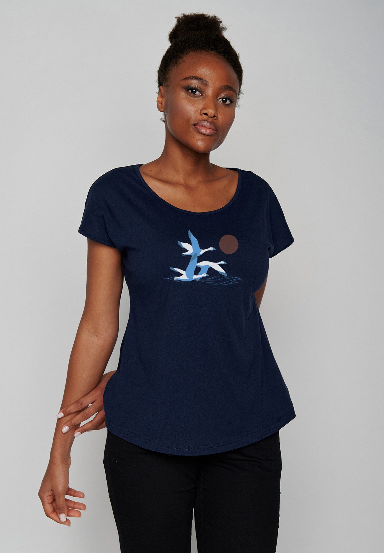 GreenBomb T-Shirt Cool Animal Goose Family Motiv Tiere Gans (1-tlg., 1) Rundhalsausschnitt, Bio-Baumwolle, GOTS Zertifiziert