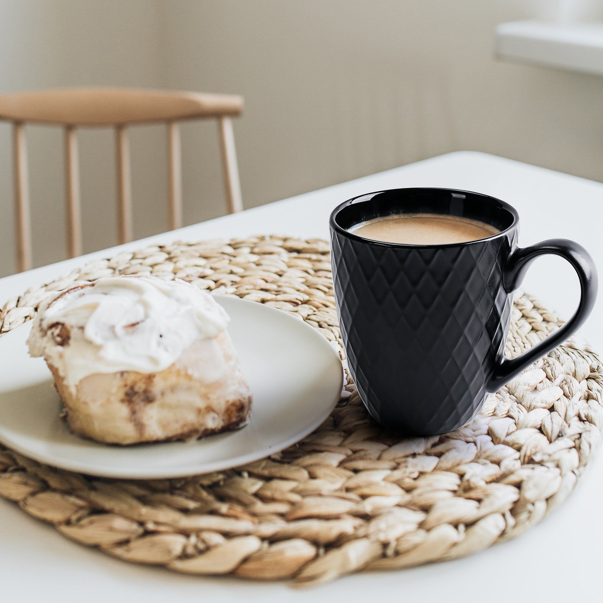 MiaMio Tafelservice Tafelservice 24tlg Geschirrset 6 Personen Kombiservice Keramik Schwarz (24-tlg), 6 Personen, Keramik