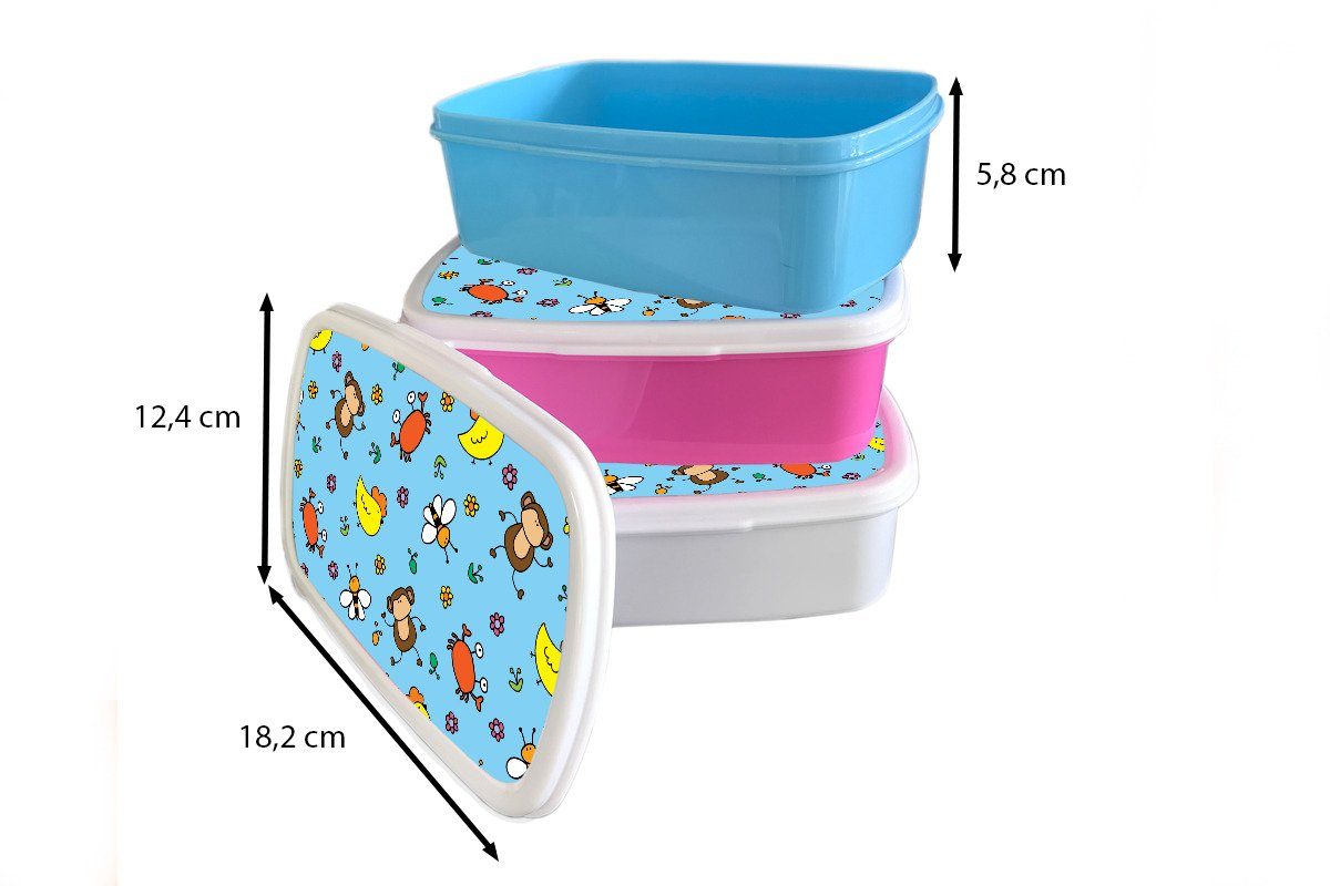 Kinder Jungs (2-tlg), und - Tiere Brotdose, für - MuchoWow Mädchen Brotbox weiß Muster, für Bienen Erwachsene, und Lunchbox Kunststoff,