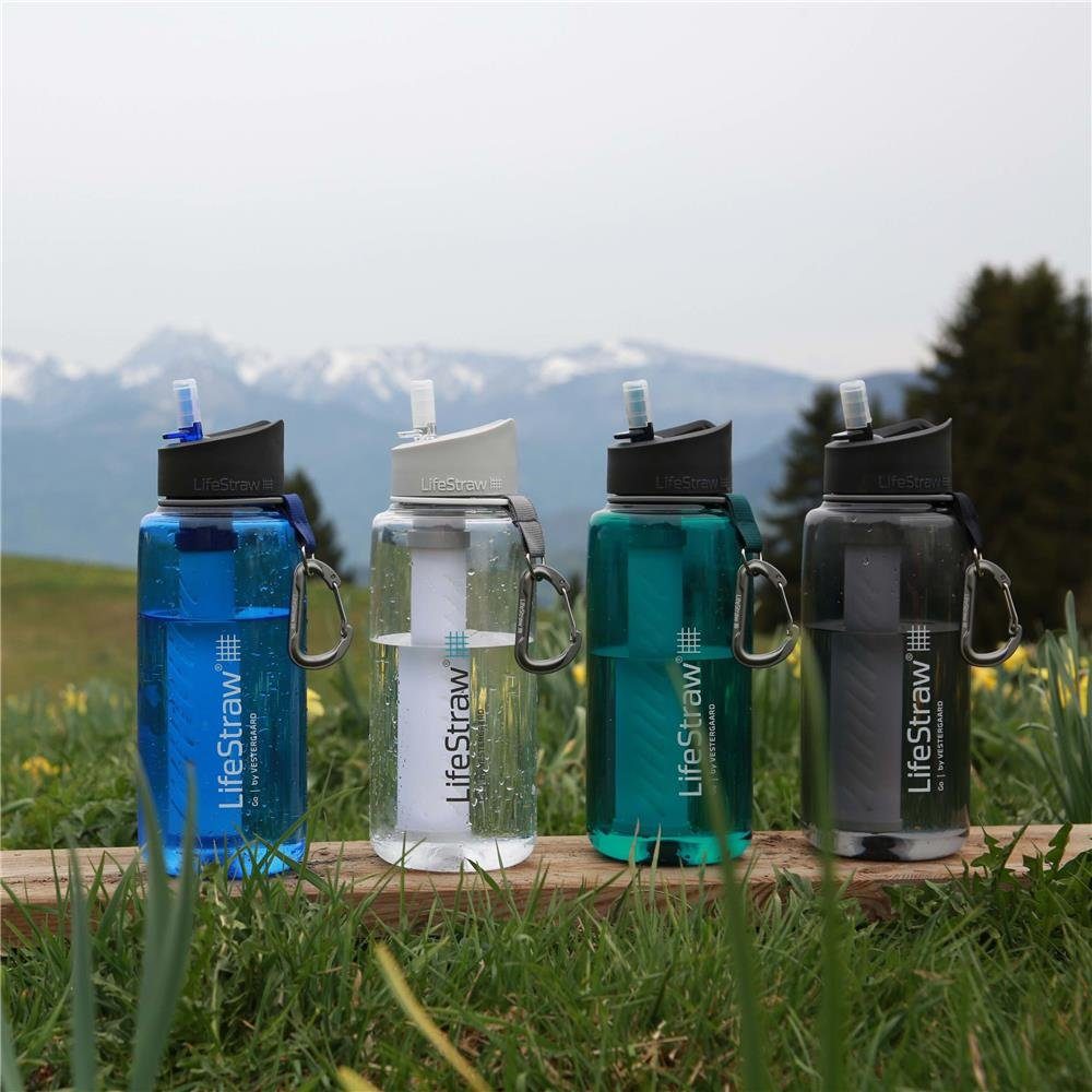 LifeStraw 2 l, Trinkflasche Filter, Stufen Wasserfilter, Trinkwasserfilter Grau, mit 1 Go 1l,