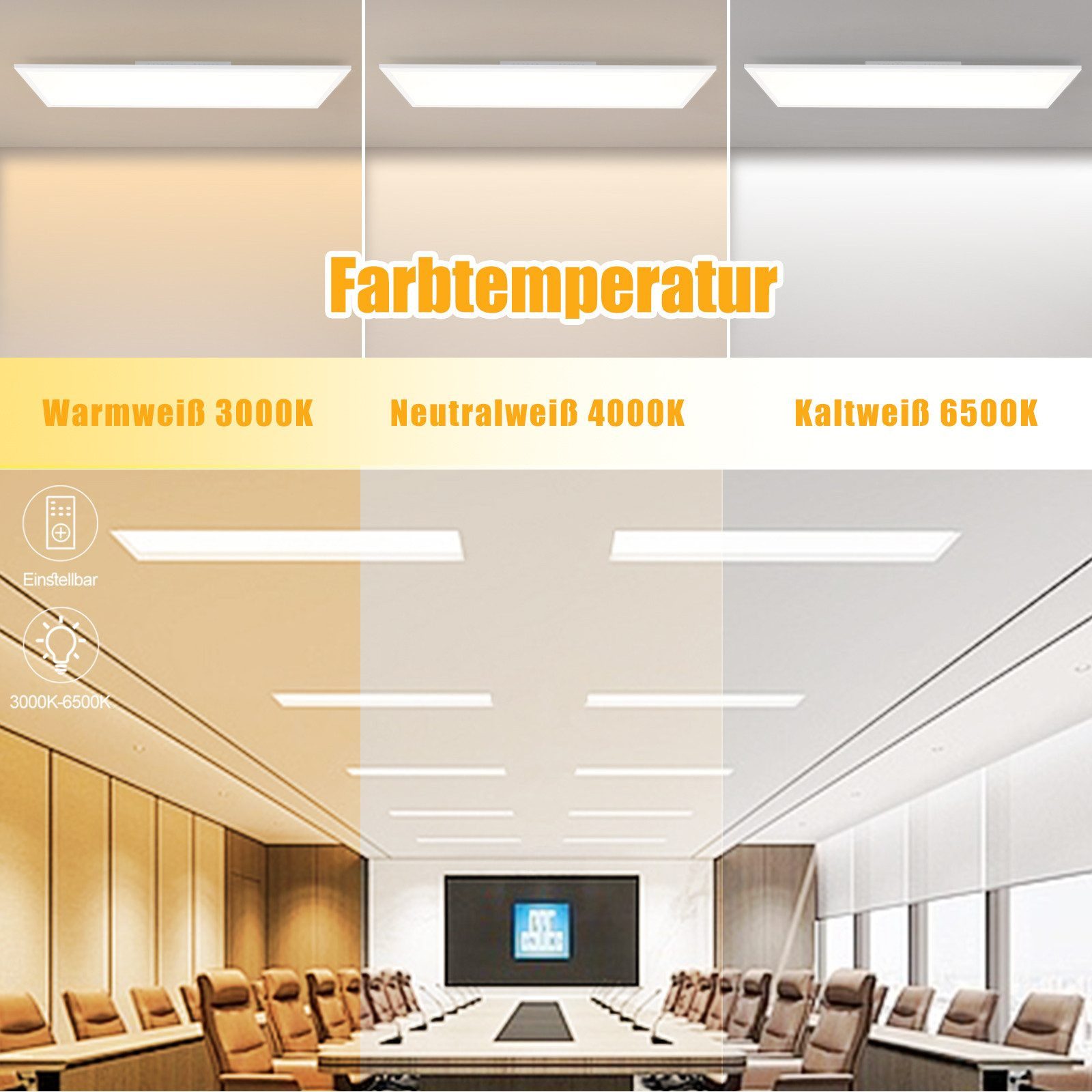 Nettlife LED Panel Weiß Deckenleuchte Flach 100*25CM Rechteckige Deckenlamp günstig online kaufen