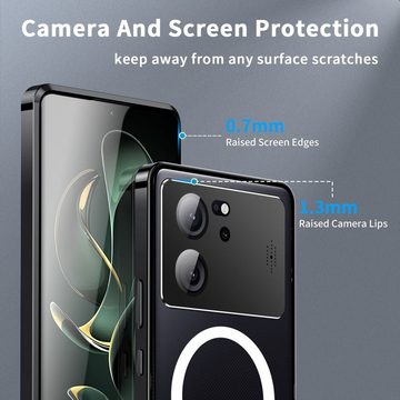 Wigento Handyhülle Für Xiaomi 13T / 13T Pro Magsafe Metall Case Cover Schutz Tasche Hülle