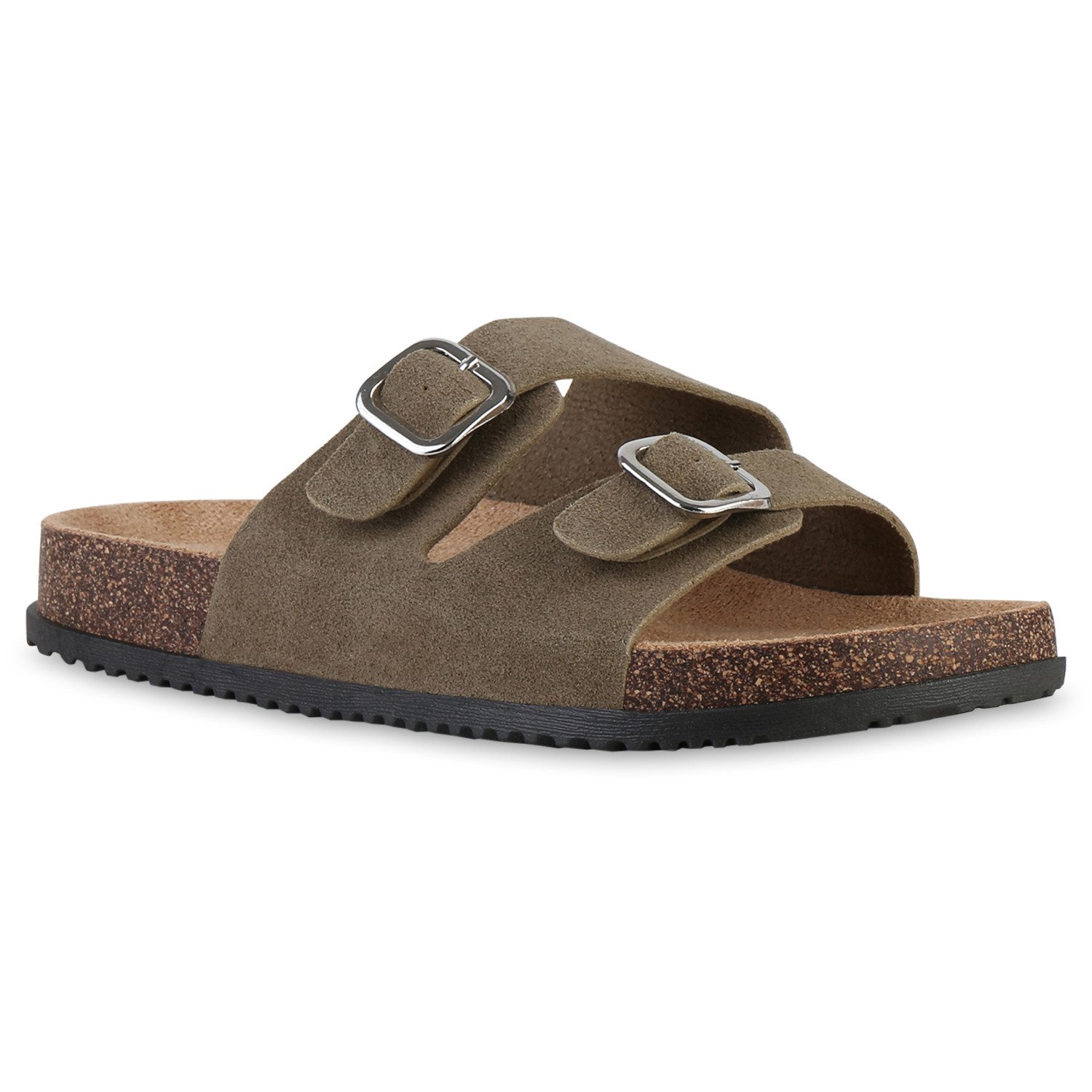 VAN HILL 841734 Pantolette Damen Pantoletten Sandalen Bequeme Korkoptik Pro günstig online kaufen