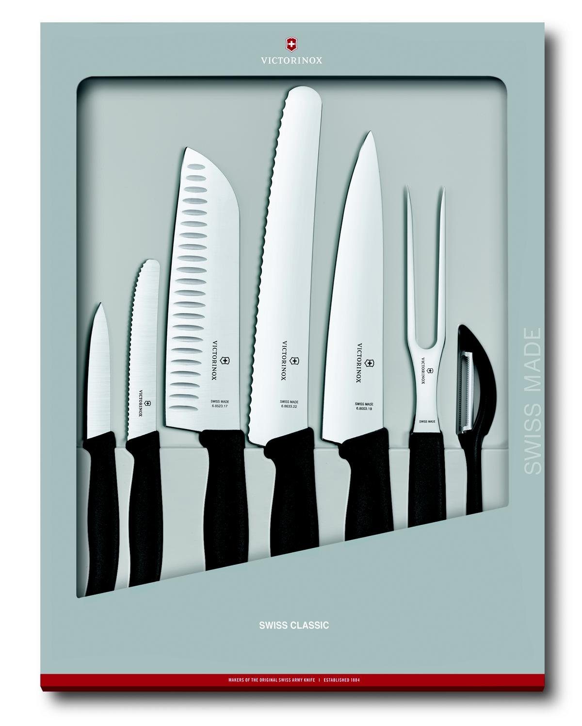 Swiss schwarz, Taschenmesser 7-teilig, Küchengarnitur, Classic Victorinox Geschenkverp.