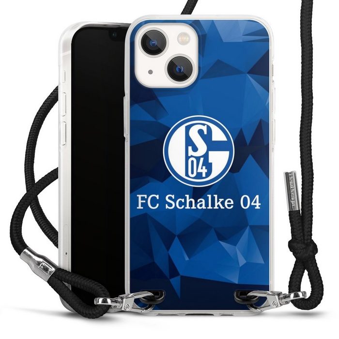 DeinDesign Handyhülle FC Schalke 04 Muster Offizielles Lizenzprodukt Schalke 04 Camo Apple iPhone 13 Mini Handykette Hülle mit Band Case zum Umhängen