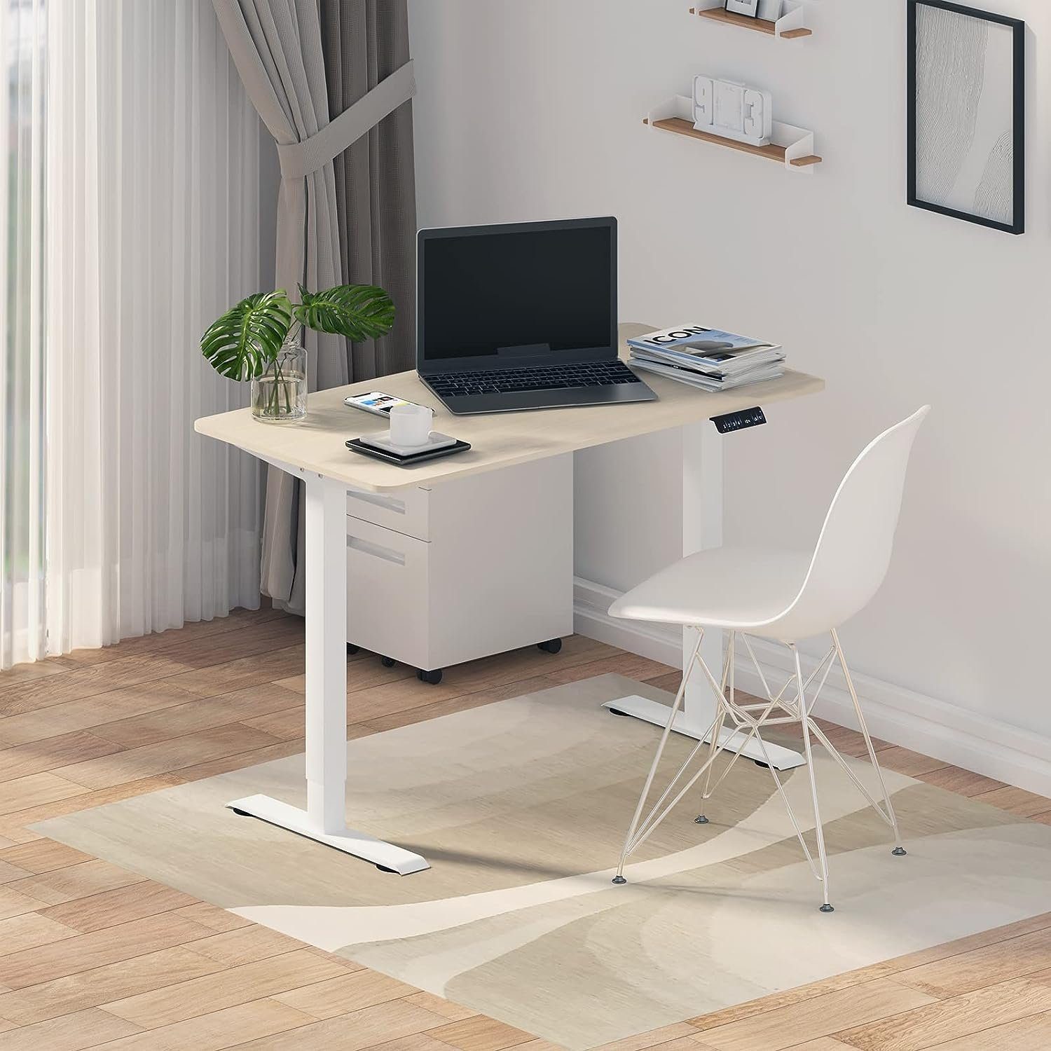Schreibtisch Memory-Funktion mit Woltu (1-St), Tischgestell höhenverstellbar weiß