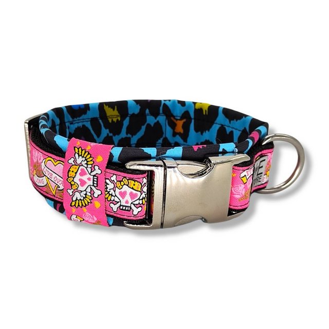 D by E Couture Hunde-Halsband „Sweet Crazy Life III“, 30mm breit, Handmade