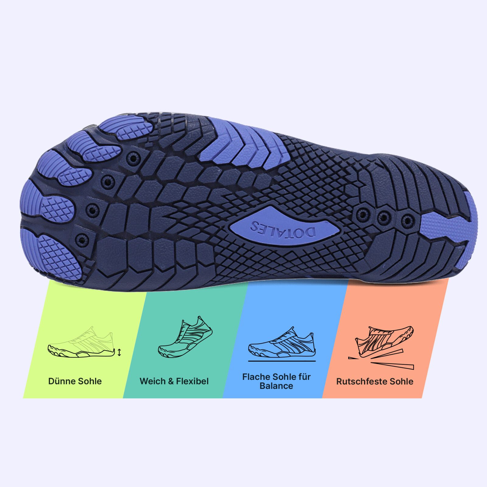 DOTALES Flowstep Barfußschuhe Damen & Herren, Flowstep Barfußschuhe Barfußschuh Das Original-Barfuß Sneaker, Minimalschuhe, Schnellverschluss
