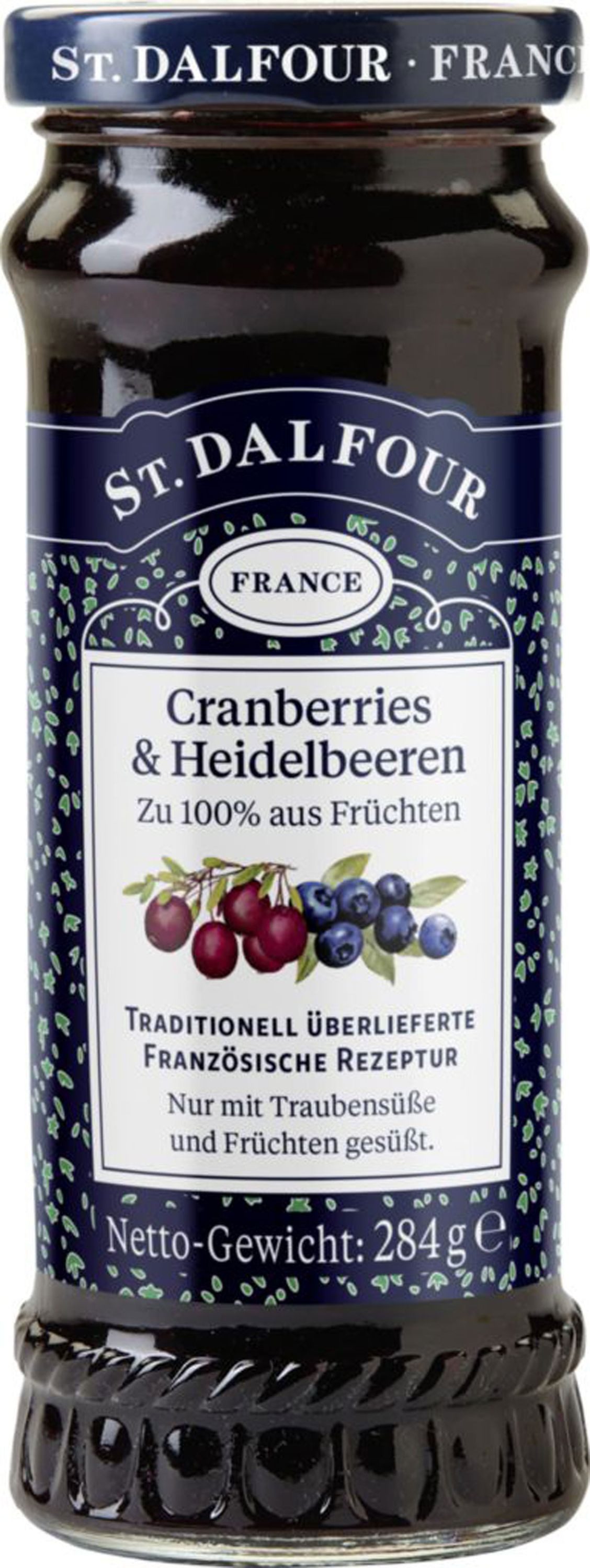 ST DALFOUR Fruchtaufstrich, St. Dalfour Fruchtaufstrich Cranberries und Heidelbeeren 280g