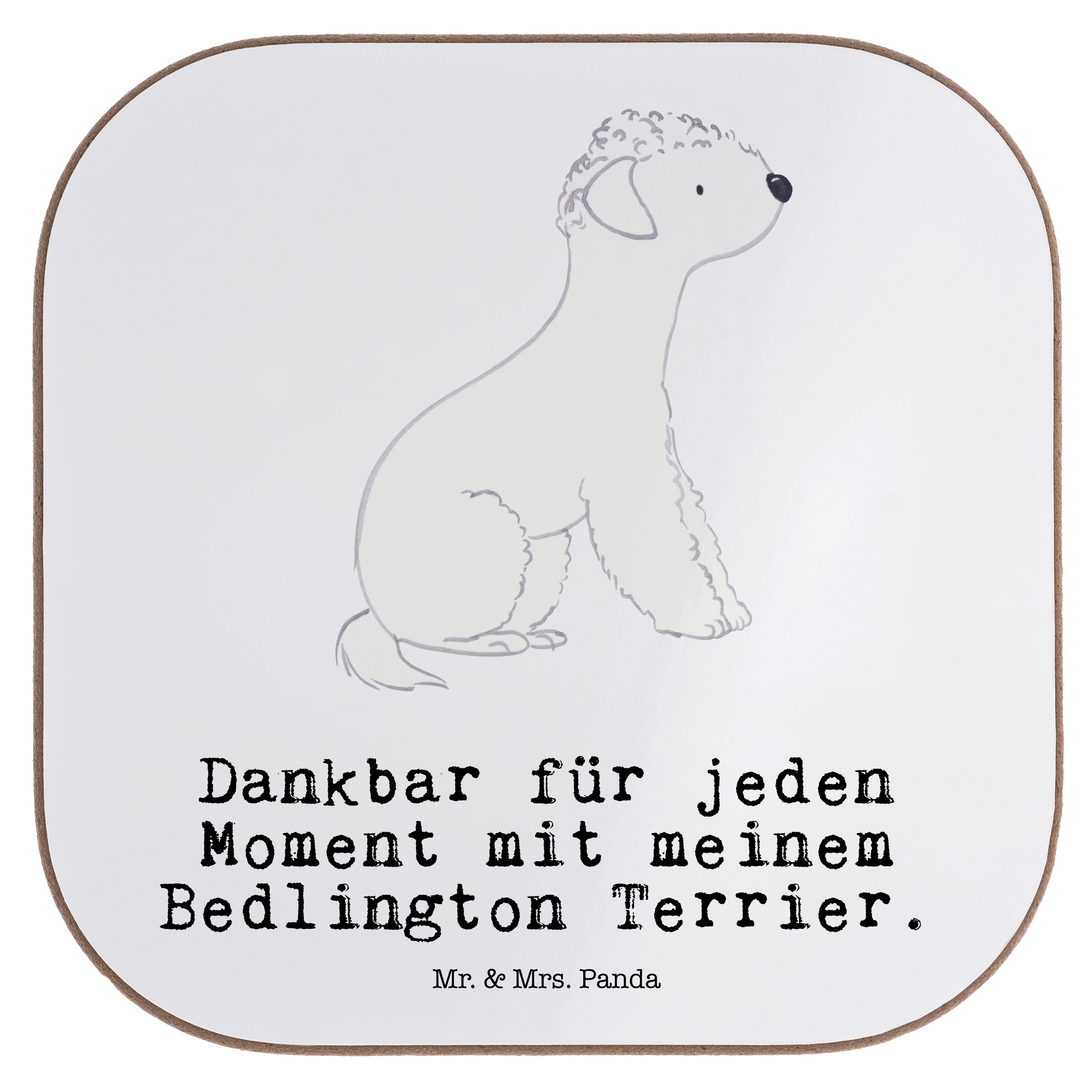 Mr. & Mrs. Panda Getränkeuntersetzer Bedlington Terrier Moment - Weiß - Geschenk, Hund, Glasuntersetzer, G, 1-tlg.