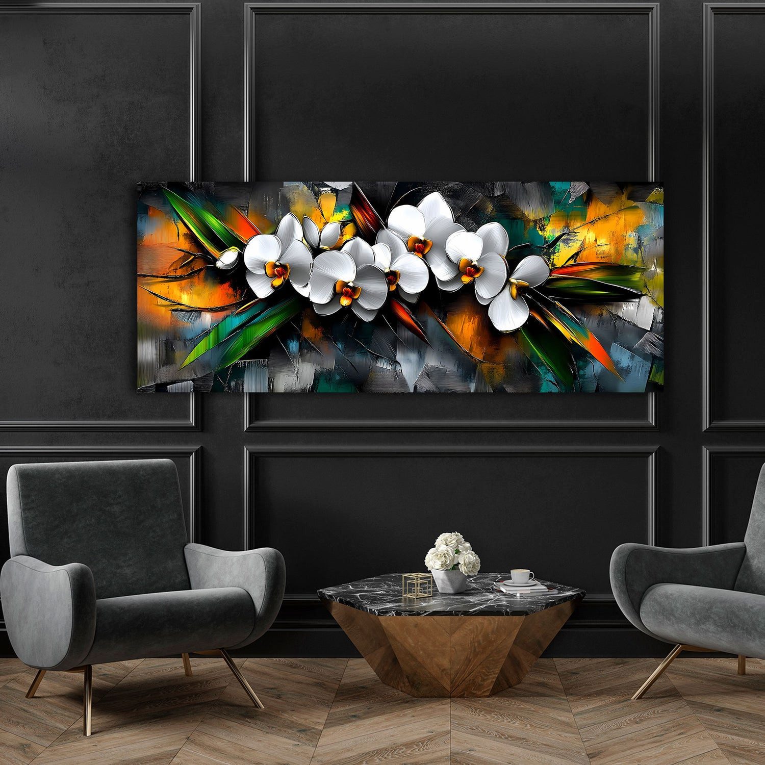 Artedinoi Leinwandbild Abstrakt Orchideen Malerei Pop Art Leinwandbild Wandbild Kunstdruck XL