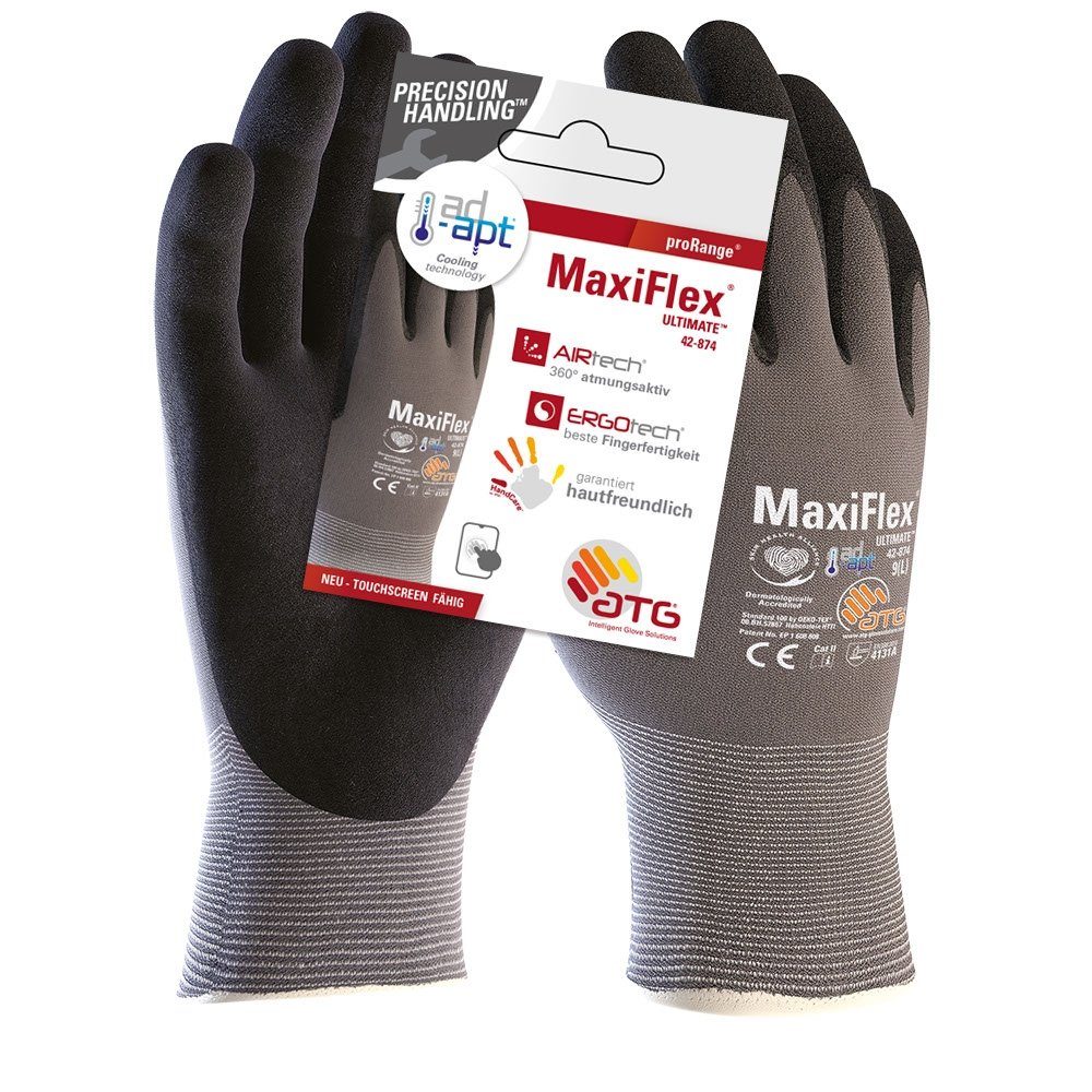 ATG Arbeitshandschuh-Set Maxiflex® Ultimate™ Ad-Apt® Nylon-Strickhandschuh (42-874 Hct)