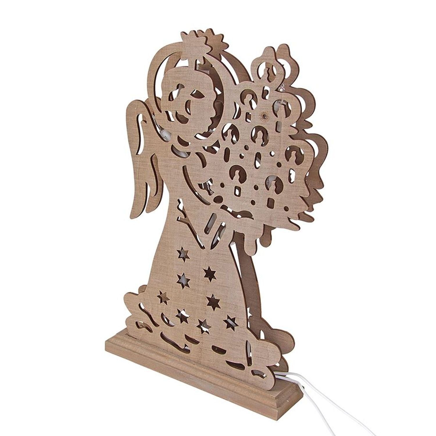 BURI Dekofigur Holzengel mit Licht Dekoengel Holz Weihnachtsengel Weihnacht günstig online kaufen