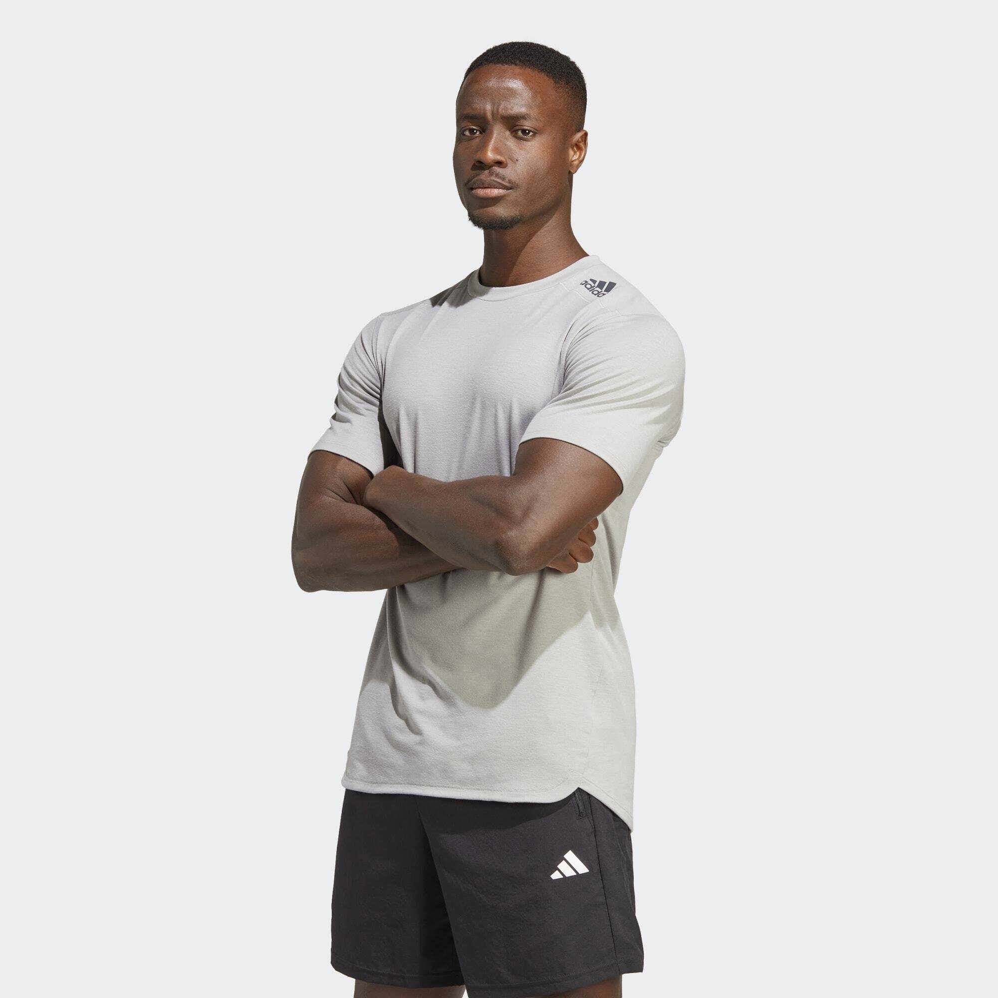 Mgh Solid Grey adidas Performance T-SHIRT Funktionsshirt FOR TRAINING DESIGNED