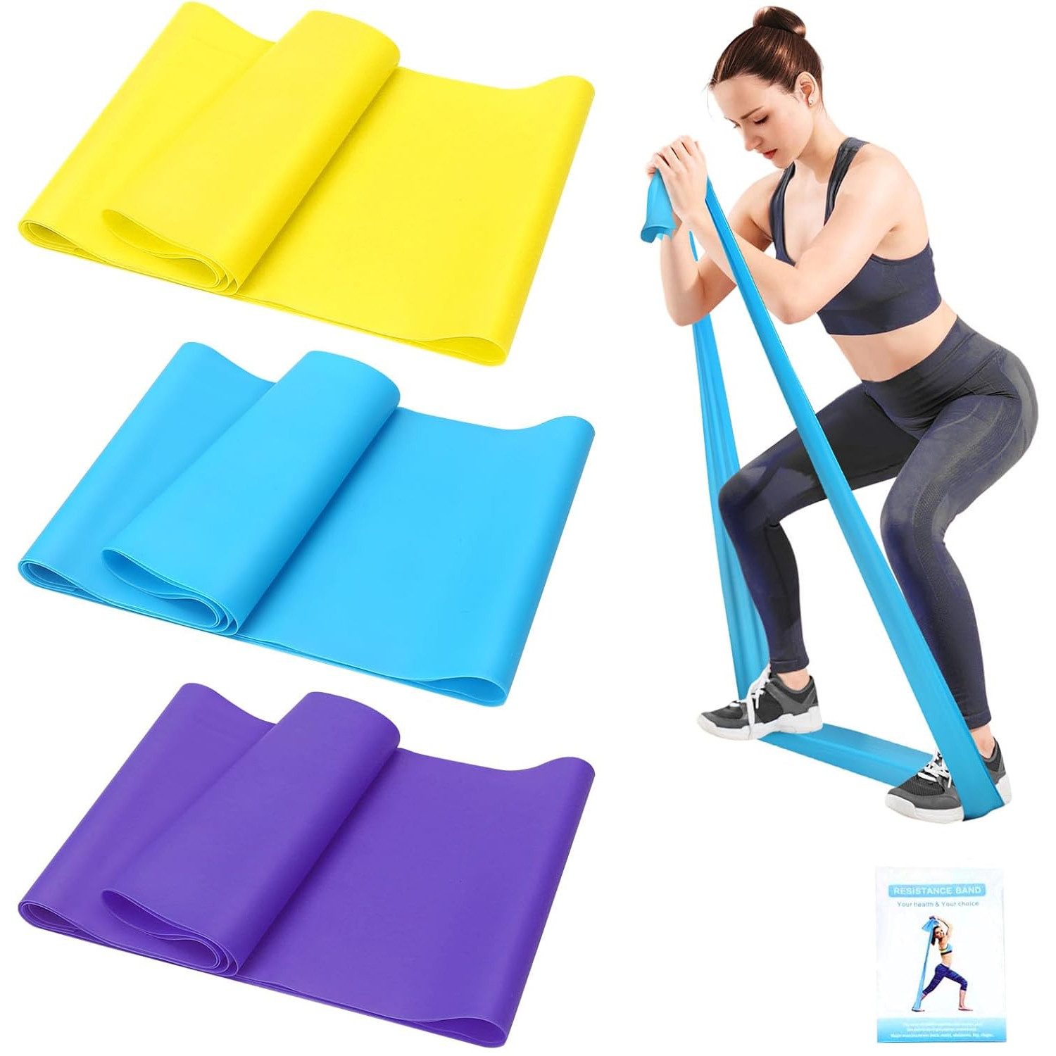 OSTWOLKE Trainingsbänder Fitnessbänder 3er-Set 1,5M Gymnastikband Widerstandsband Yoga Pilates