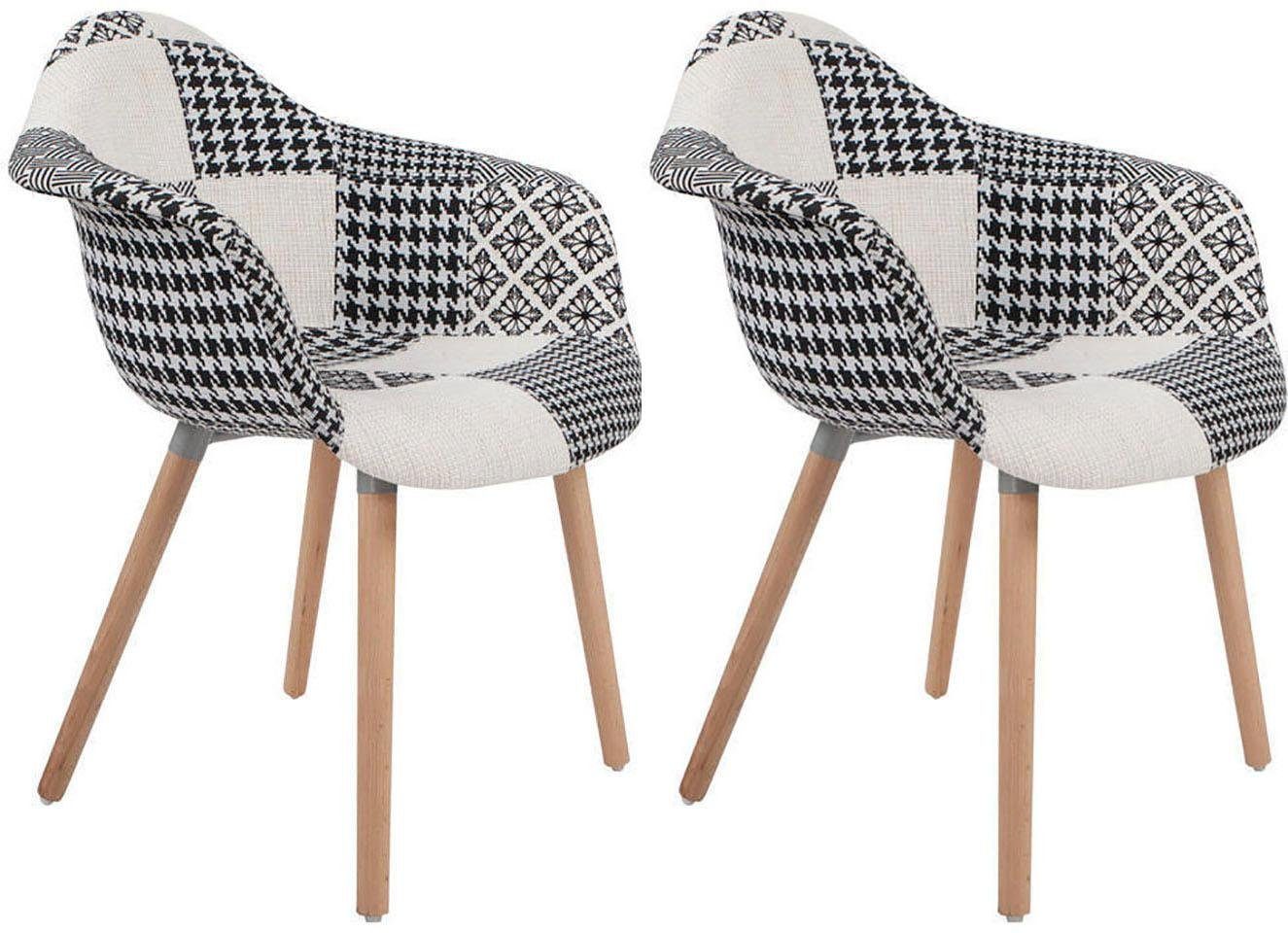 Kayoom Polsterstuhl Stuhl Dave 110 2er-Set Multi, bequemer Stuhl mit Patchwork-Muster (Set, 2 St), stilvoll, elegant, elegante Naturholzbeine, attraktive Farbkombination