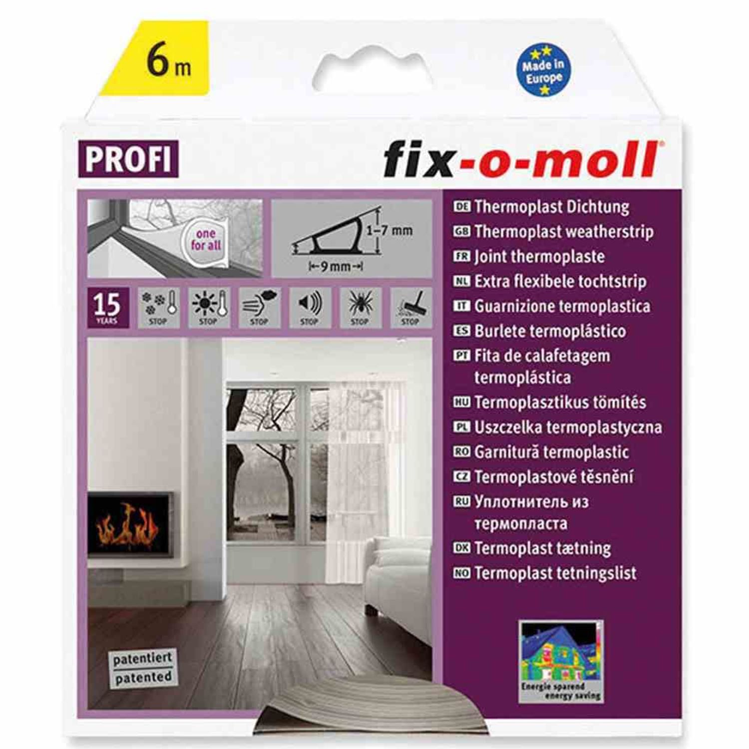 Fix-O-Moll Dichtlippe Thermoplast-Profildichtung 6 m 7 x 9 mm transparent, L: 6 cm