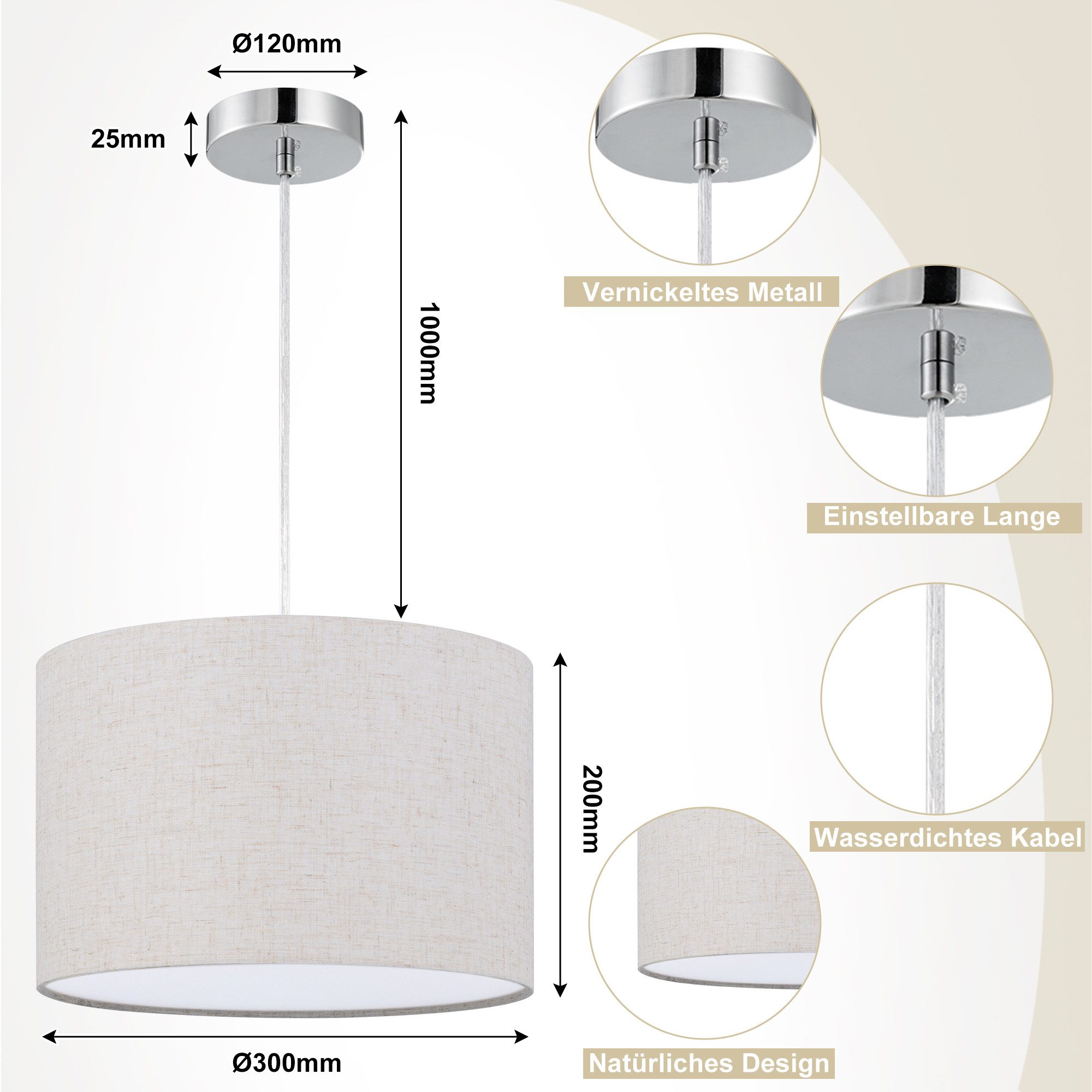 Zedelmaier Pendelleuchte Hängelampe hängend Deckenlampe E27x1/Max.40 W, ohne Leuchtmittel, ohne Leuchtmittel, Geeignet für Esszimmer Wohnzimmer Schlafzimmer Flur