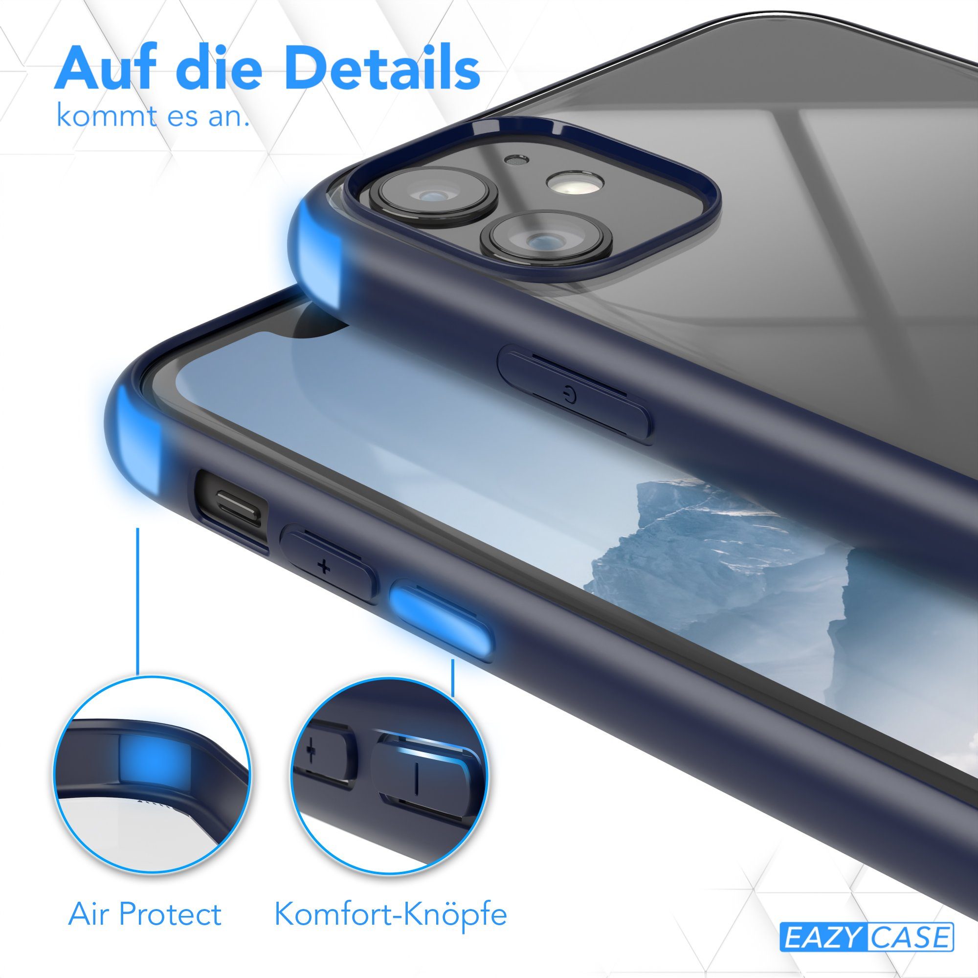 EAZY CASE Handyhülle Bumper Case für Apple iPhone 11 6,1 Zoll, Handyhülle Dünn mit Kameraschutz Hybrid Handyhülle Rand Nacht Blau – Bild 4 von 5