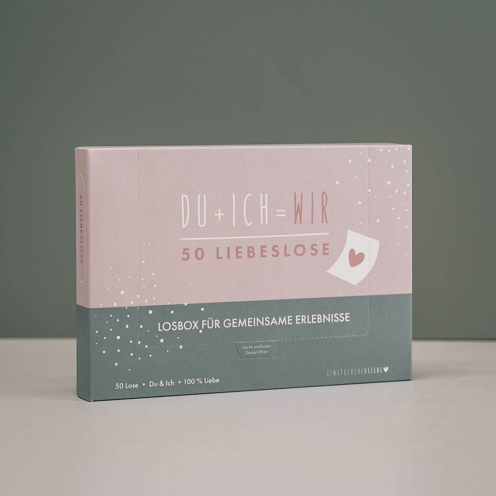 hellomini Spielesammlung Losbox für Paare Du+Ich=Wir, Pärchenspiel, Familienspiel, 50 Lose zum Thema Liebe Beziehung Aktivitäten in Box