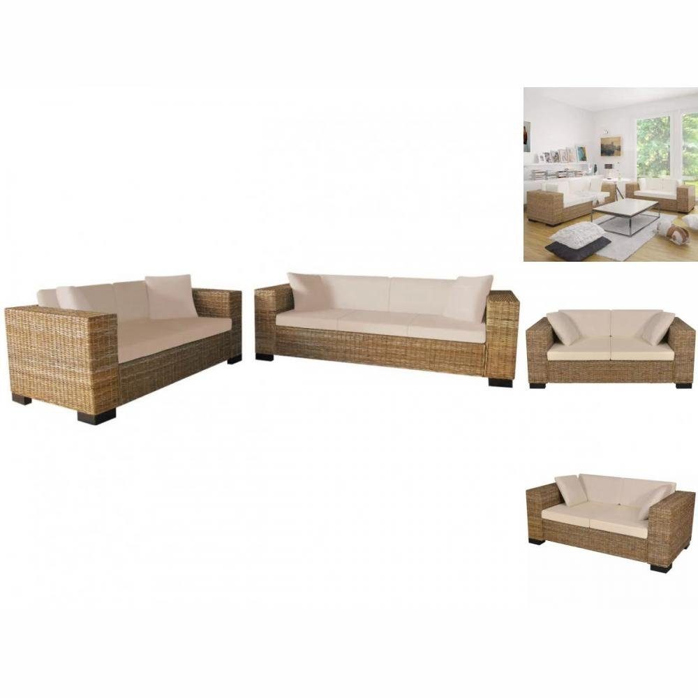 vidaXL Sofa Sofa-Set 2-Sitzer und 3-Sitzer Echtes Rattan