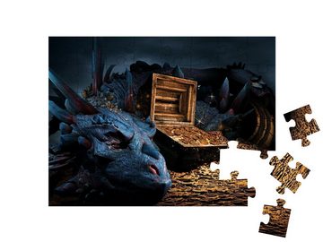 puzzleYOU Puzzle Fantasy-Szene mit blauem Drachen, 48 Puzzleteile, puzzleYOU-Kollektionen Drache, Fantasy, 48 Teile