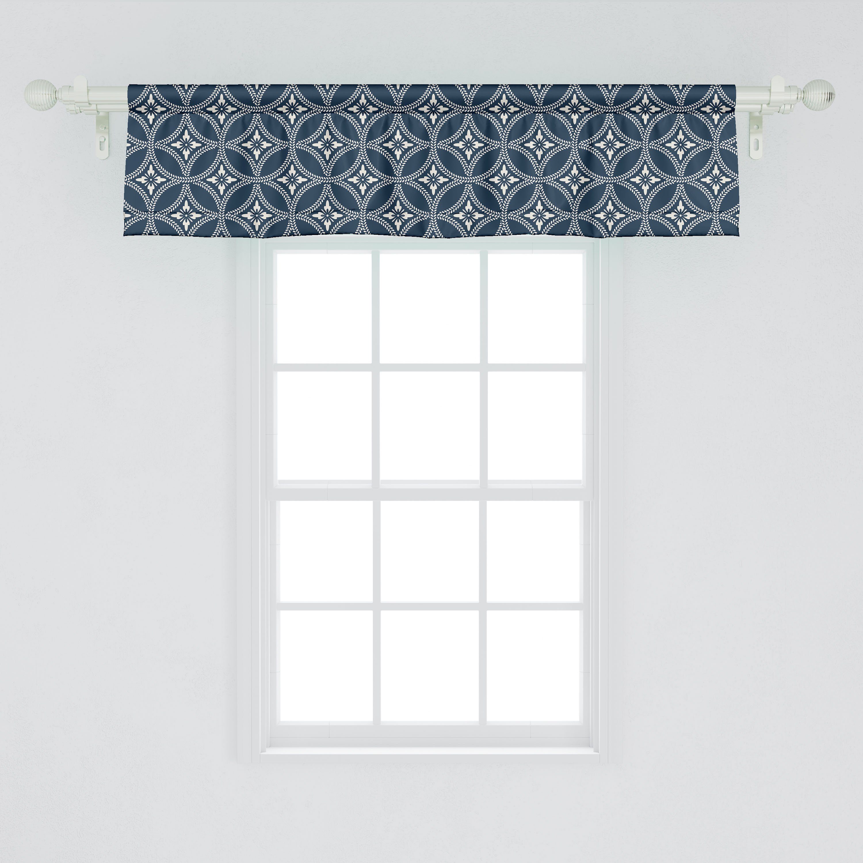 Geometrisch Scheibengardine Küche Dekor Schlafzimmer Vorhang Stangentasche, für mit Volant Japanischer Kreis Abakuhaus, Lotus Microfaser,