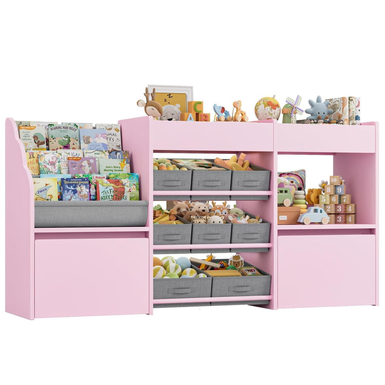 LuxusKollektion Kinderregal Kinderregal Spielzeugkiste Rosa/Weiss, 1-tlg.