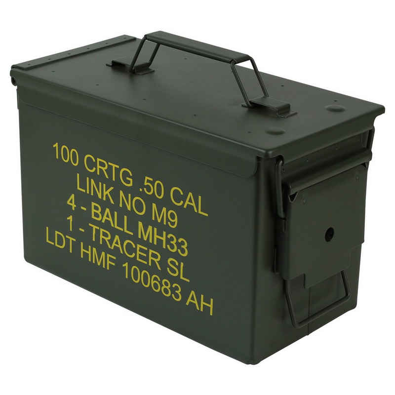 HMF Aufbewahrungsbox Munitionskiste, US Ammo Box, Metallkiste, 30 x 19 x 15,5 cm, grün