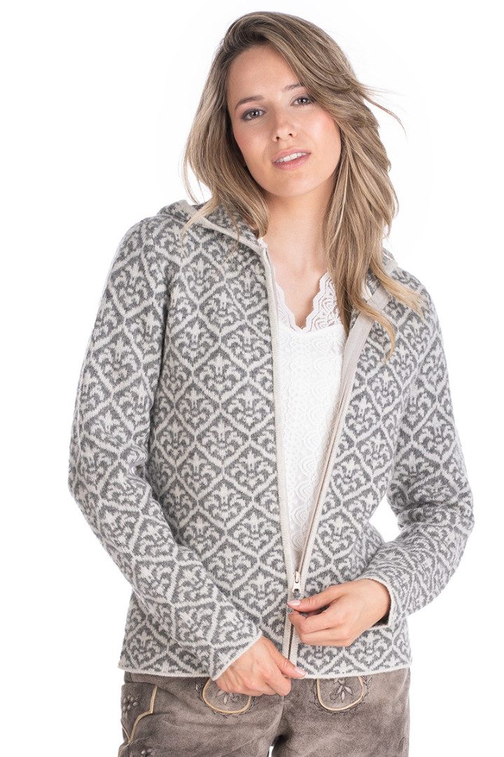 Hammerschmid Outdoorjacke Trachten Strickjacke - ZERMATT - hellgrau