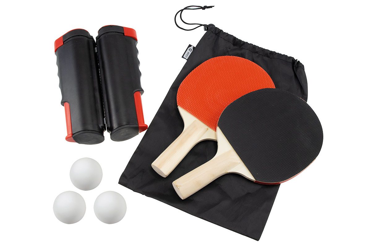 PiNAO Sports Tischtennisschläger Set mit ausziehbarem Netz (to Go, 6-tlg)