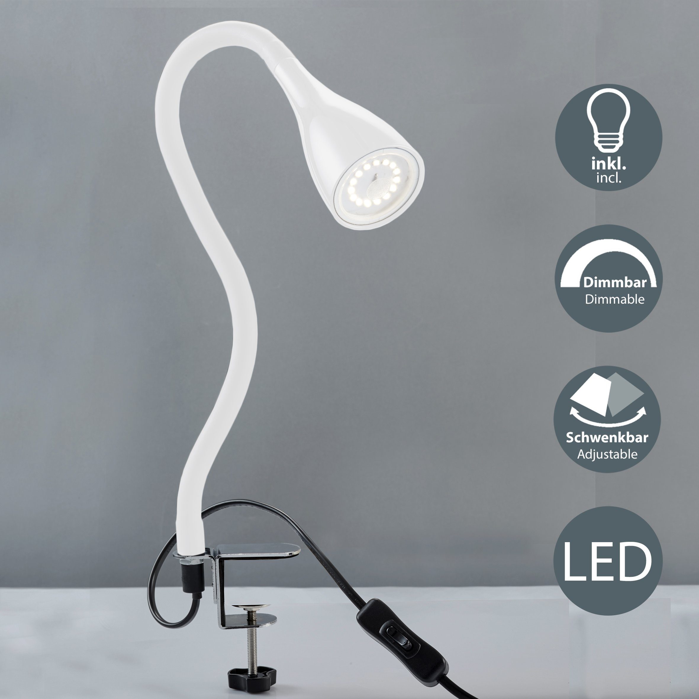 B.K.Licht LED Klemmleuchte Sirius, Dimmfunktion, mehrere günstig online kaufen