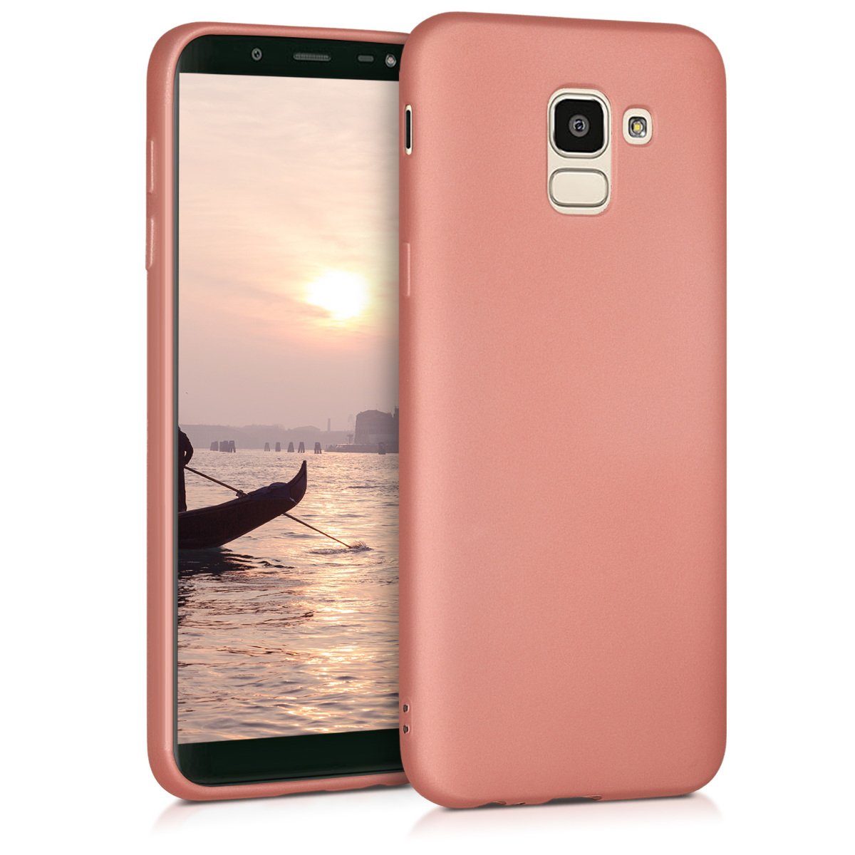 kwmobile Handyhülle Handyhülle für Samsung Galaxy J6 Hülle, Silikon Case metallisch schimmernd - Schutzhülle Cover