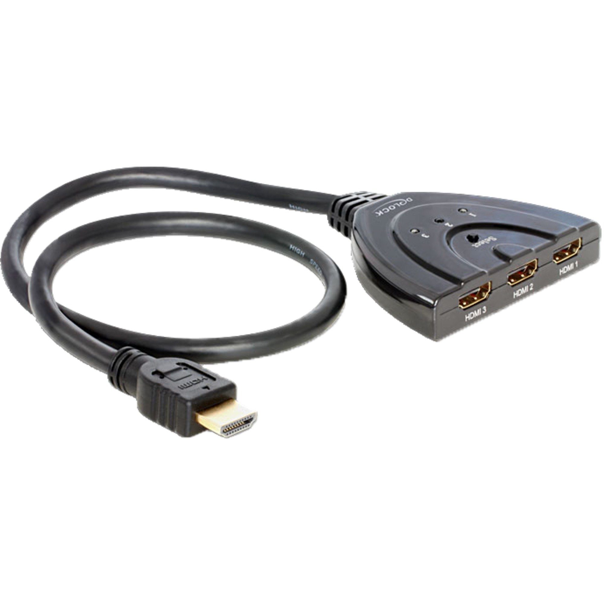 HDMI-A Delock HDMI-A DeLOCK Computer-Kabel > Stecker 3x Buchse, Switch