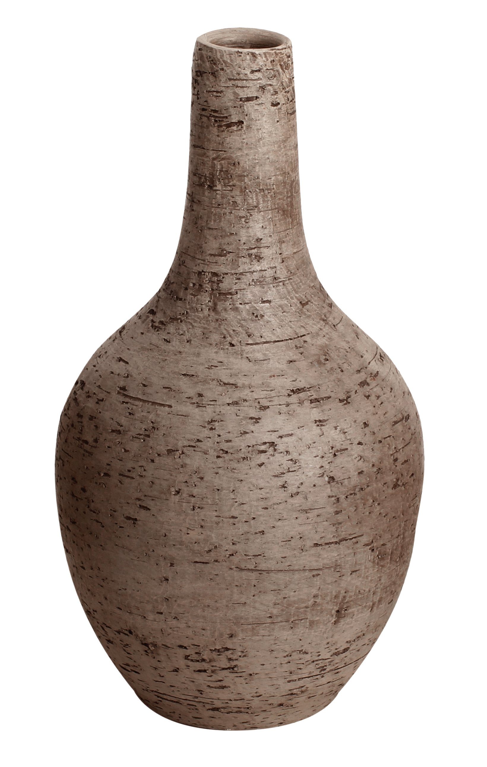 tegawo Dekovase Lava, Flasche Keramik, handgemacht Braun bauchig