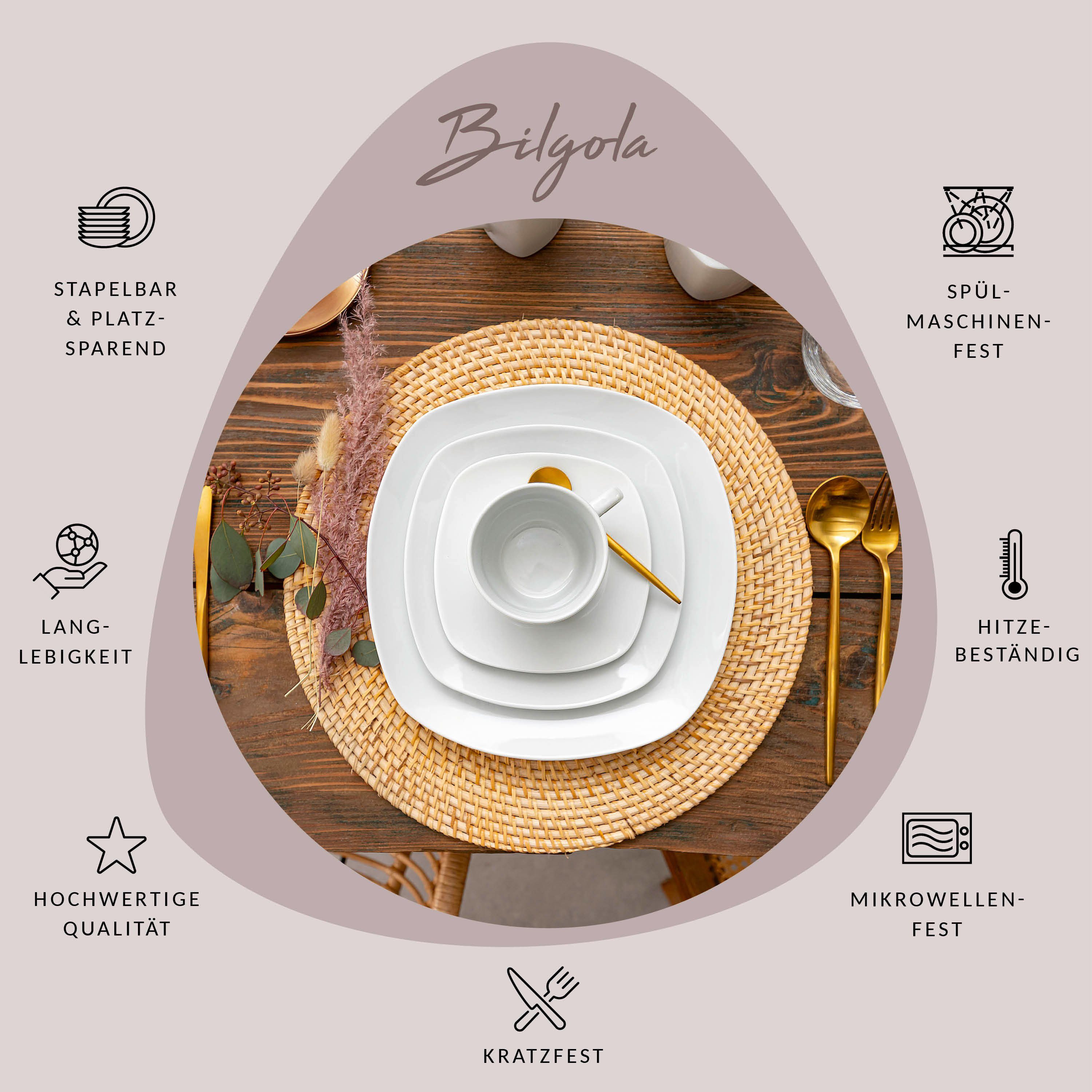 SÄNGER Becher Bilgola Kaffeetassen-Set, Weiß, 6-tlg., Porzellan, 6-teilig, Premium Collection